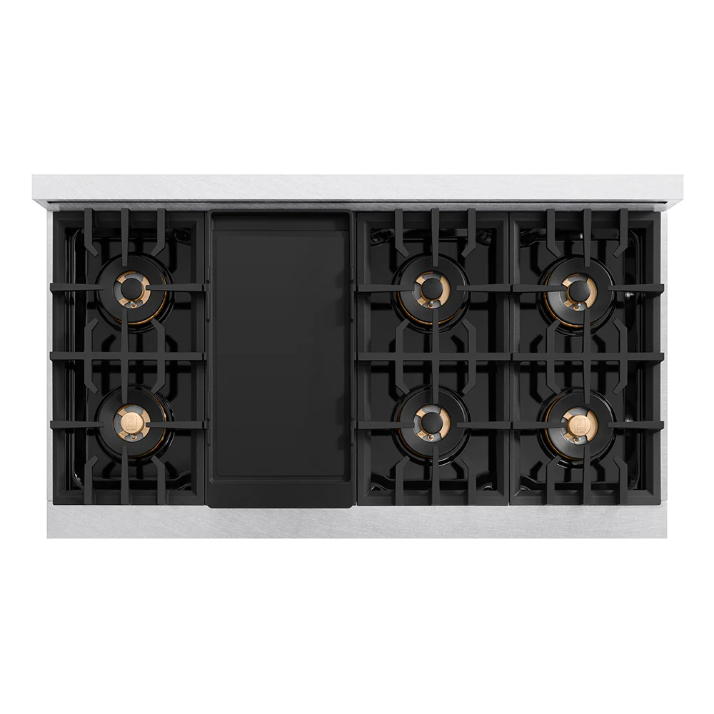 ZLINE Autograph Edition 48 in. Classic Gas Rangetop with 8 Burner DuoPro™ Cooktop in Satin Stainless Steel and Matte Black Accents (PCRTSZ-48-MB) - Image 2