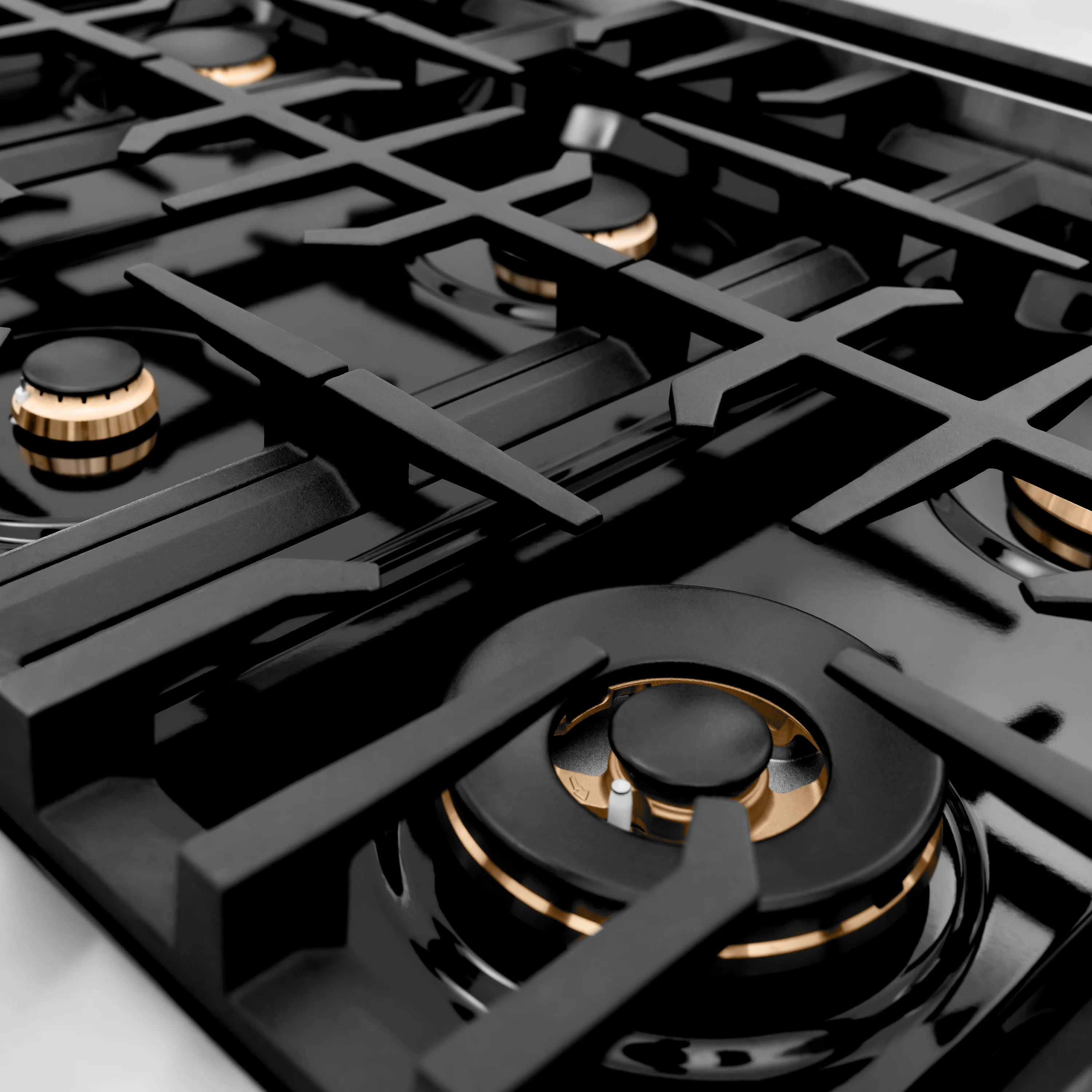 ZLINE Autograph Edition 48 in. Classic Gas Rangetop with 8 Burners and Porcelain Cooktop in Stainless Steel with Polished Gold Accents (RTZ-48-G) - Image 2