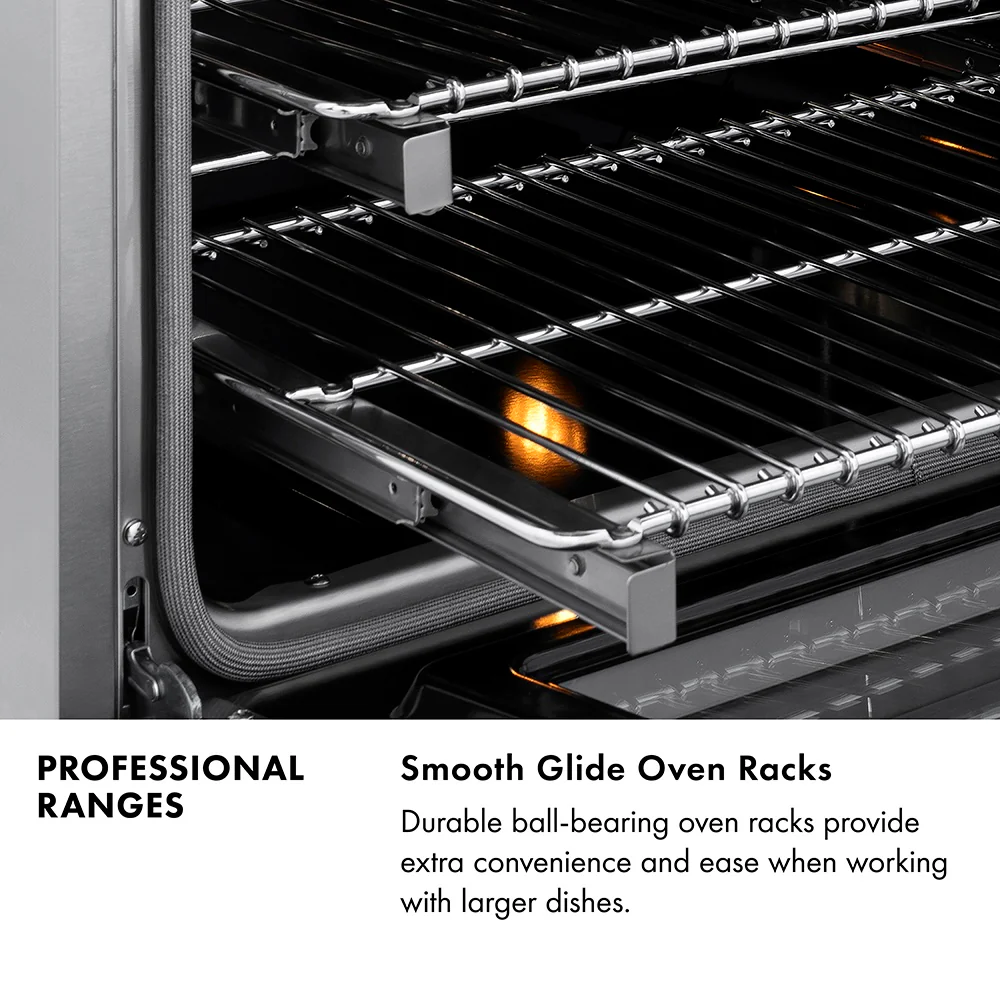 ZLINE Autograph Edition 48 in. 6.0 cu. ft. Legacy Dual Fuel Range with 7 Burner Gas Cooktop and 2 Electric Ovens in Satin Stainless Steel and Champagne Bronze Accents, Open Box-Great Condition - Image 18