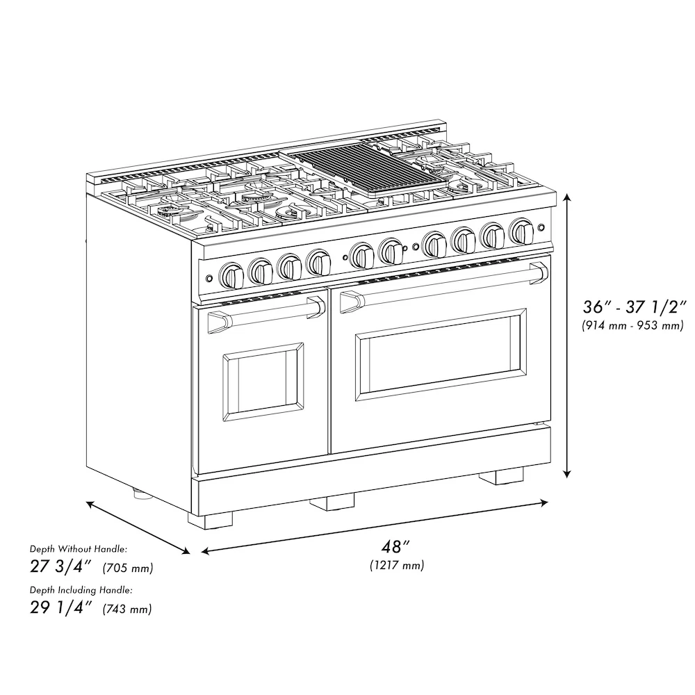 ZLINE Autograph Edition 48 in. 6.7 cu. ft. Classic Double Oven Dual Fuel Range with 8 Burner Gas Cooktop in Satin Stainless Steel and Champagne Bronze Accents, Open Box-Great Condition - Image 13