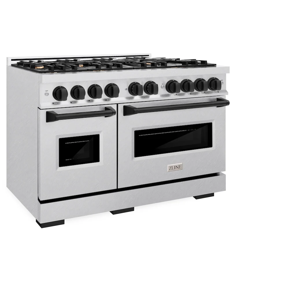 ZLINE Autograph Edition 48 in. 6.7 cu. ft. Classic Double Oven Dual Fuel Range with 8 Burner Gas Cooktop in Satin Stainless Steel and Matte Black Accents, Open Box-Great Condition - Image 6