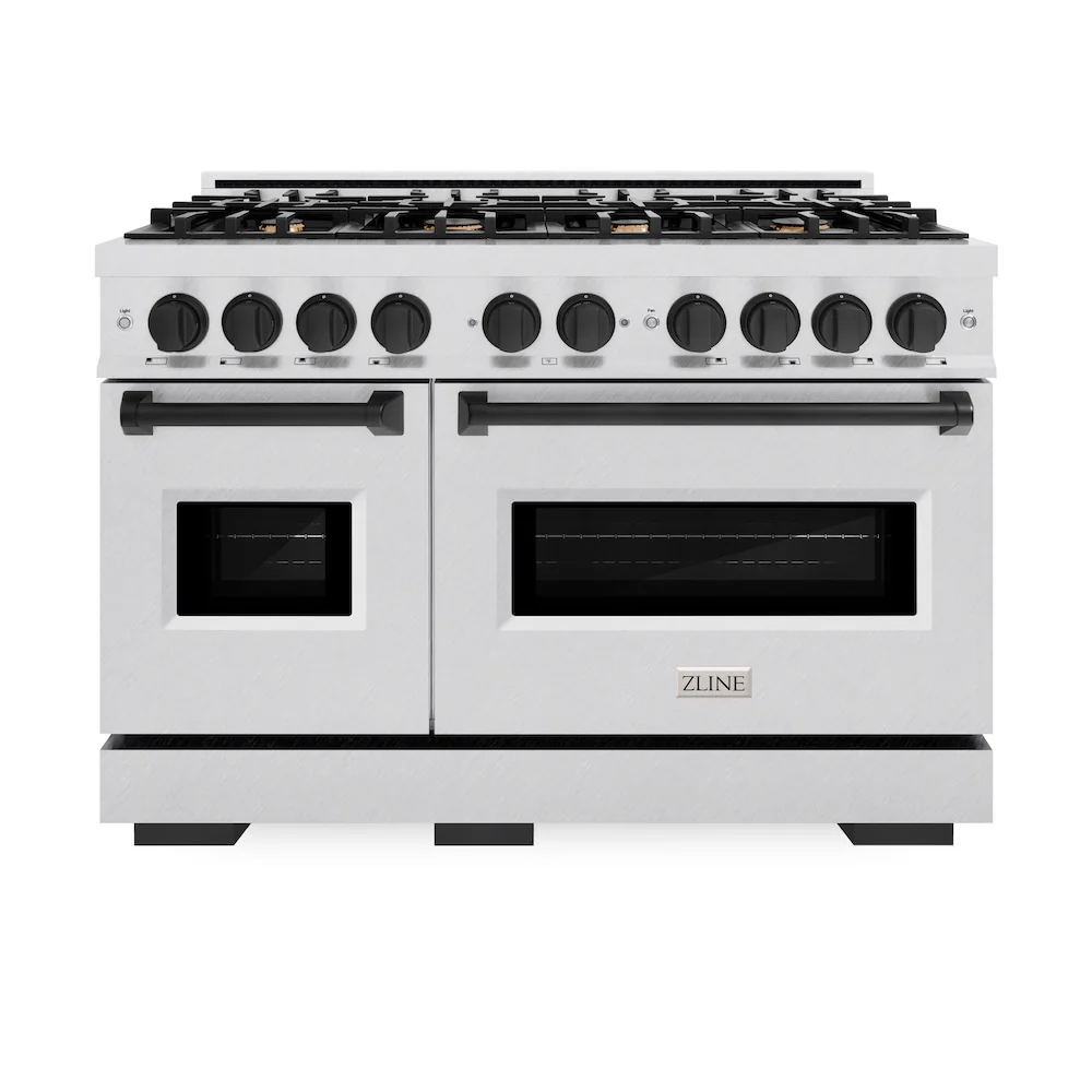 ZLINE Autograph Edition 48 in. 6.7 cu. ft. Classic Double Oven Gas Range with 8 Burner Cooktop in Satin Stainless Steel and Matte Black Accents, Open Box-Great Condition - Image 3