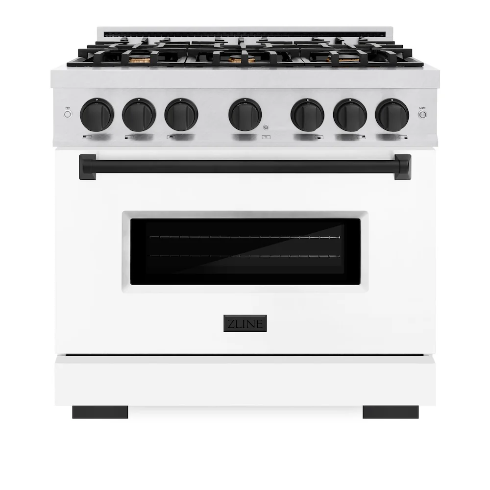 ZLINE Autograph Edition 48 in. 6.7 cu. ft. Classic Double Oven Gas Range with 8 Burner Cooktop in Satin Stainless Steel with White Matte Doors and Champagne Bronze Accents, Open Box-Great Condition - Image 3