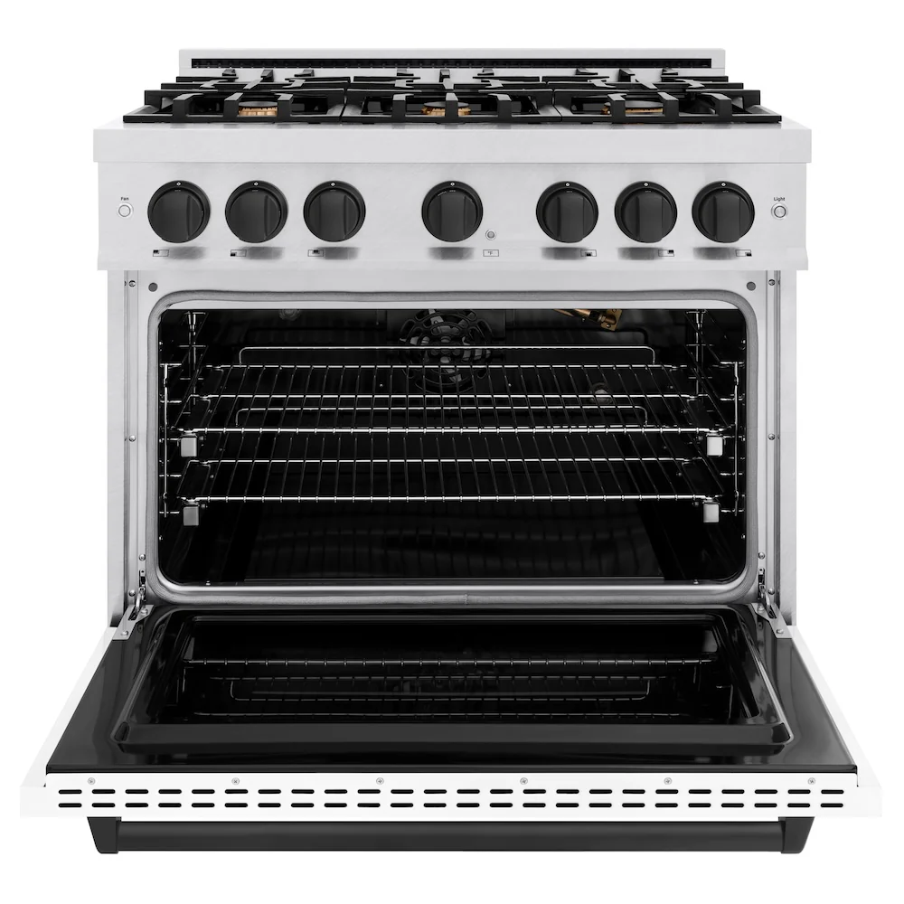 ZLINE Autograph Edition 48 in. 6.7 cu. ft. Classic Double Oven Gas Range with 8 Burner Cooktop in Satin Stainless Steel with White Matte Doors and Champagne Bronze Accents, Open Box-Great Condition - Image 5