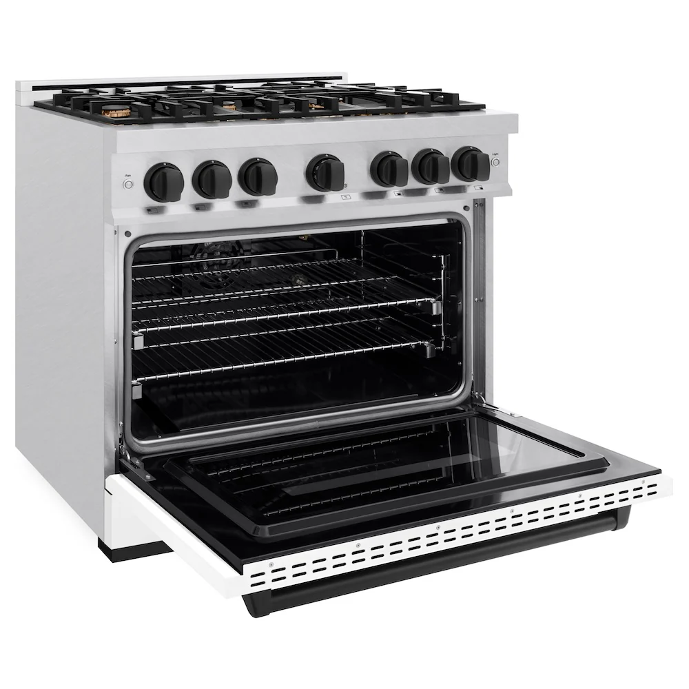ZLINE Autograph Edition 48 in. 6.7 cu. ft. Classic Double Oven Gas Range with 8 Burner Cooktop in Satin Stainless Steel with White Matte Doors and Champagne Bronze Accents, Open Box-Great Condition - Image 7