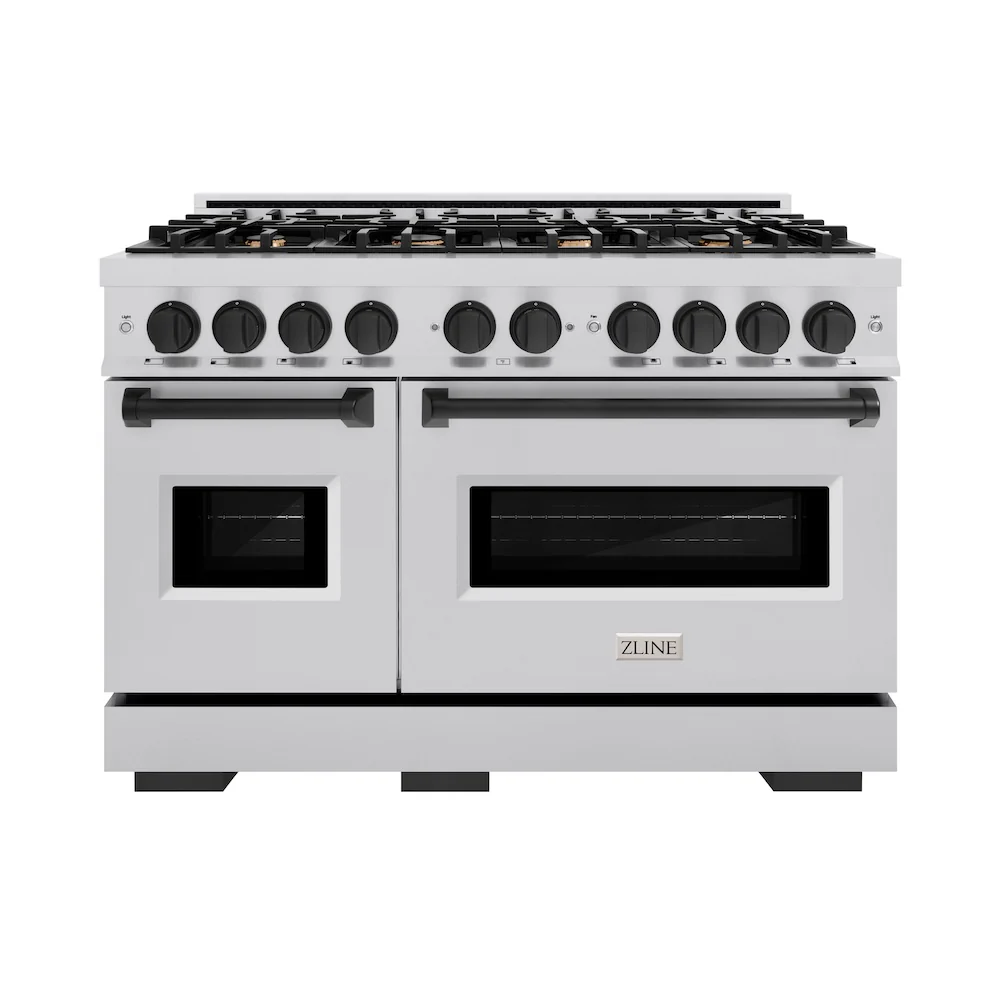 ZLINE Autograph Edition 48 in. 6.7 cu. ft. Classic Double Oven Gas Range with 8 Burner Cooktop in Stainless Steel and Matte Black Accents, Open Box-Great Condition - Image 4