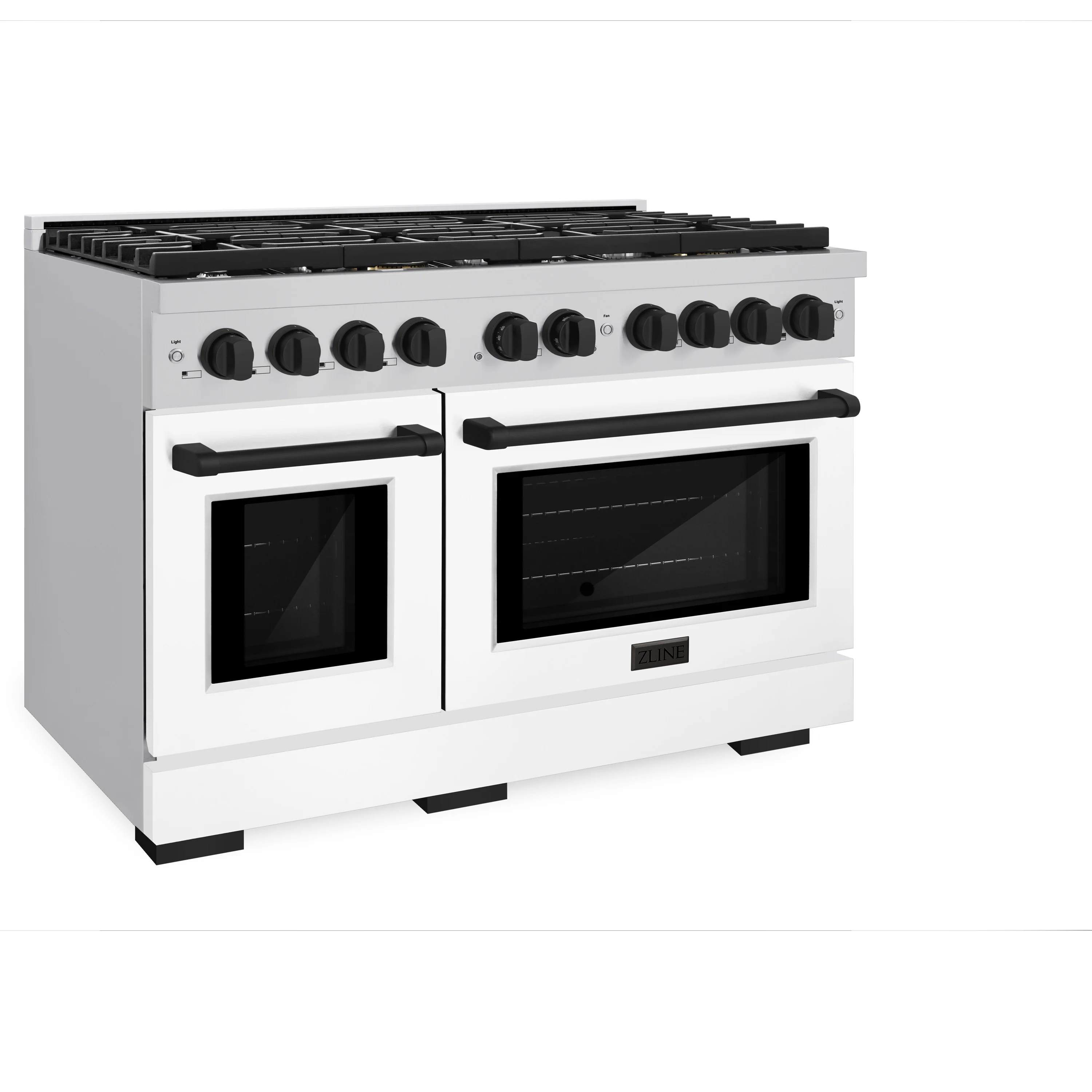 ZLINE Autograph Edition 48 in. 6.7 cu. ft. Paramount Double Oven Dual Fuel Range with 8 Burner Gas Cooktop in Stainless Steel with White Matte Doors and Matte Black Accents, Open Box-Great Condition - Image 6