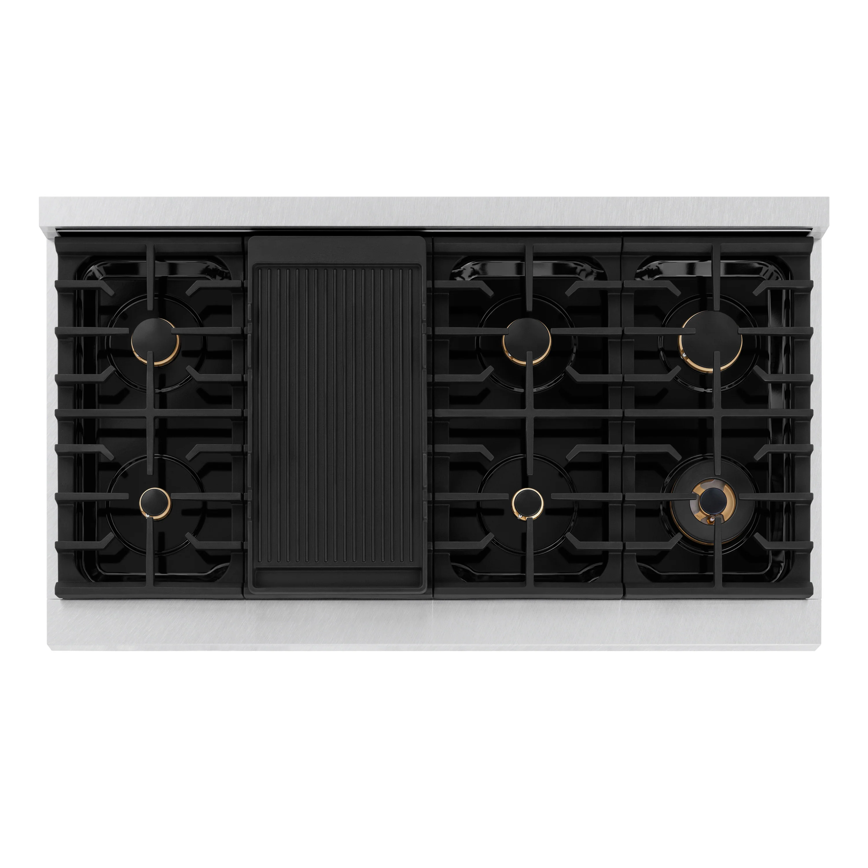 ZLINE Autograph Edition 48 in. 6.7 cu. ft. Paramount Double Oven Gas Range with 8 Burner Cooktop in Satin Stainless Steel and Champagne Bronze Accents, Open Box-Great Condition - Image 2