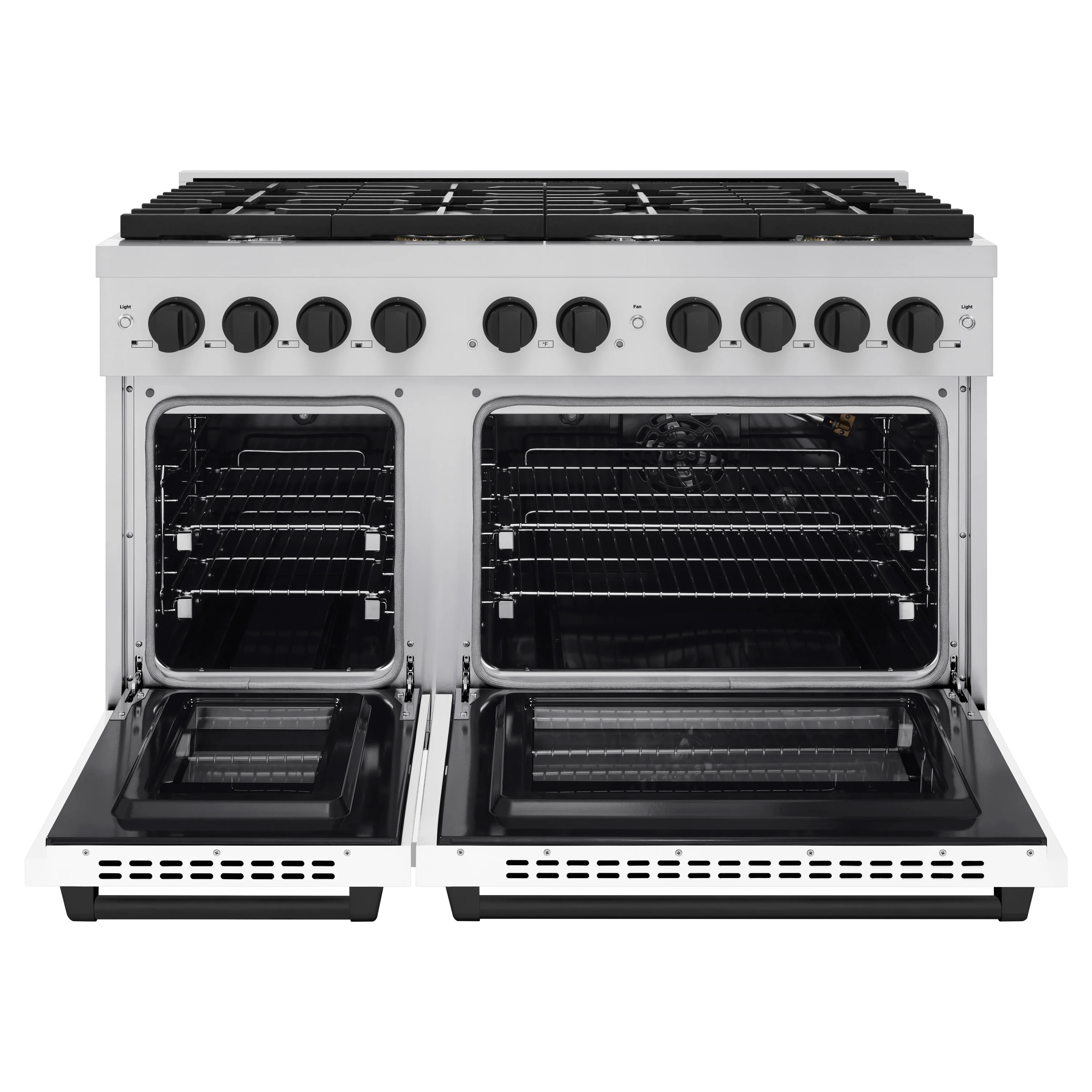 ZLINE Autograph Edition 48 in. 6.7 cu. ft. Paramount Double Oven Gas Range with 8 Burner Cooktop in Stainless Steel with White Matte Doors and Matte Black Accents, Open Box-Great Condition - Image 4