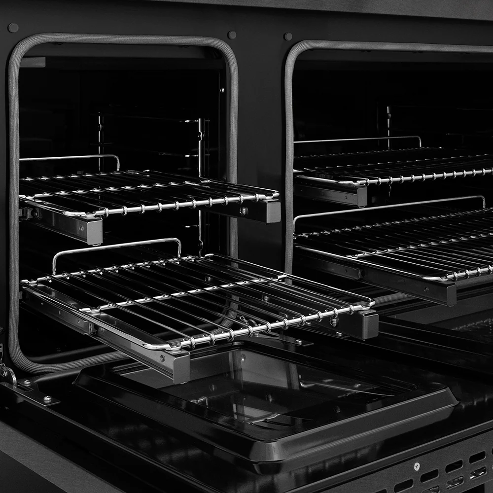 ZLINE Autograph Edition 48 in. 6.7 cu. ft. Paramount Dual Fuel Range with 8 Burner DuoPro™ Cooktop and Dual Ovens in Black Satin Stainless Steel and Polished Gold Accents, Open Box-Great Condition - Image 8