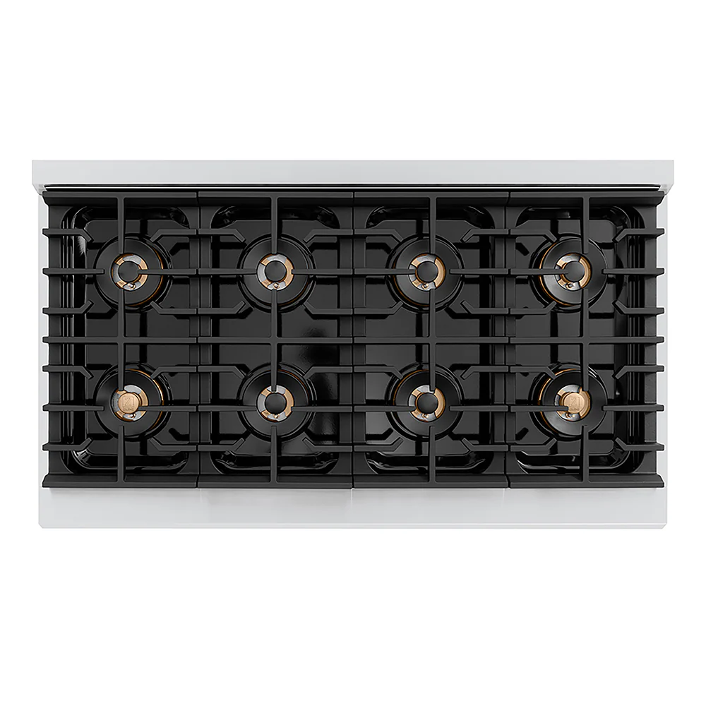ZLINE Autograph Edition 48 in. 6.7 cu. ft. Paramount Dual Fuel Range with 8 Burner DuoPro™ Cooktop and Dual Ovens in Stainless Steel and Polished Gold Accents, Open Box-Great Condition - Image 2