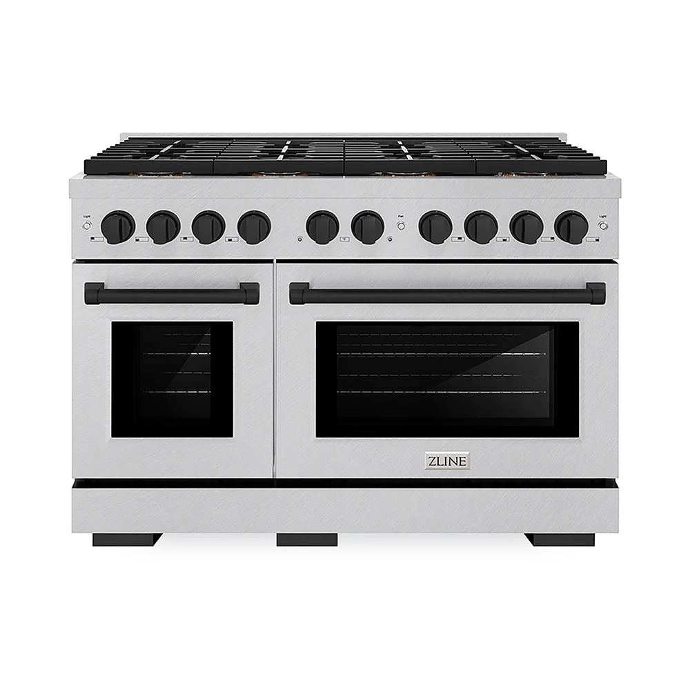 ZLINE Autograph Edition 48 in. 6.7 cu. ft. Paramount Gas Range with 8 Burner DuoPro™ Cooktop and Dual Ovens in Satin Stainless Steel and Matte Black Accents, Open Box-Great Condition - Image 3