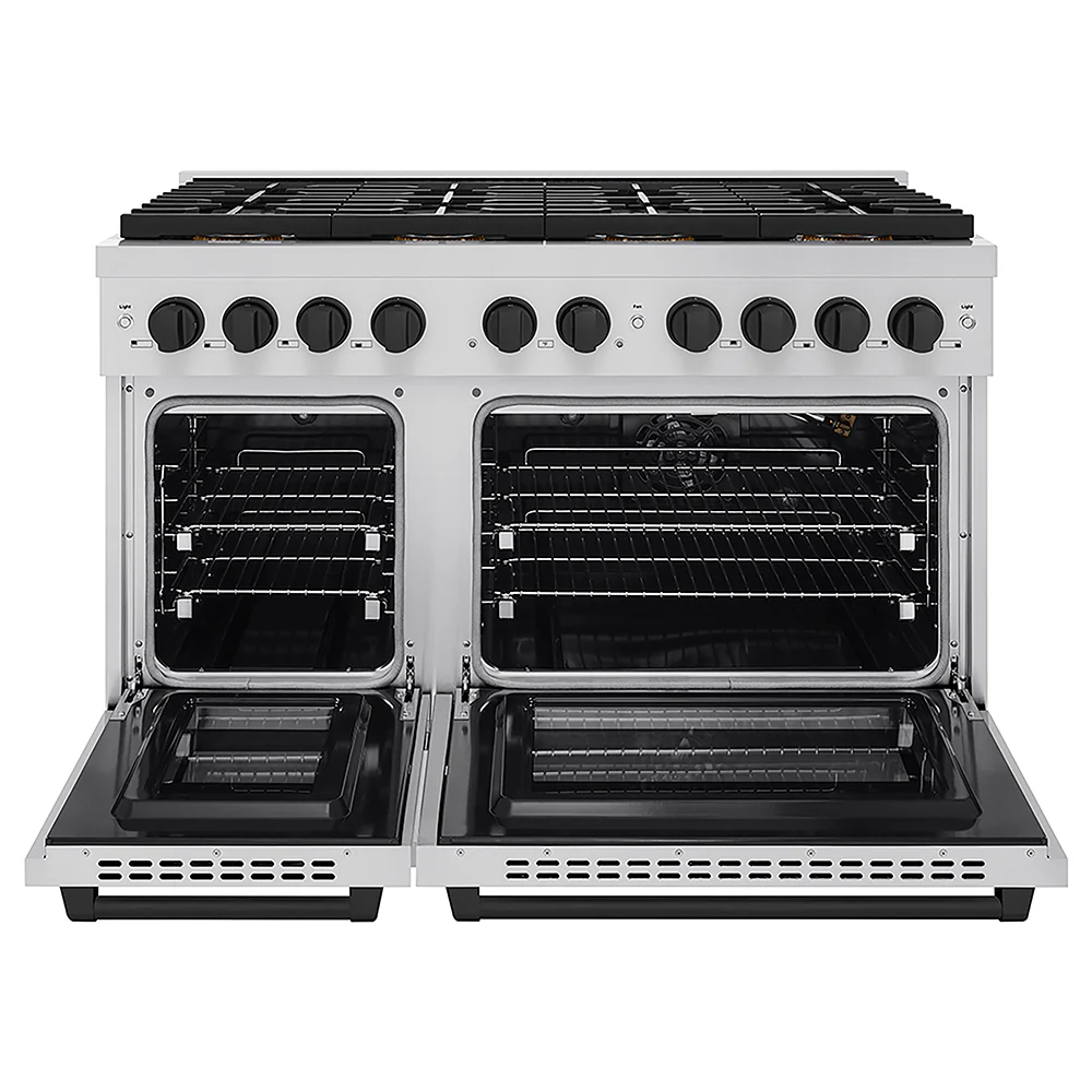 ZLINE Autograph Edition 48 in. 6.7 cu. ft. Paramount Gas Range with 8 Burner DuoPro™ Cooktop and Dual Ovens in Stainless Steel and Matte Black Accents, Open Box-Great Condition - Image 4