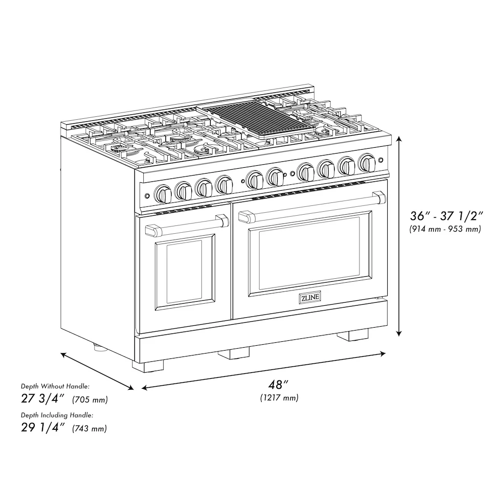 ZLINE Autograph Edition 48 in. 6.7 cu. ft. Select Double Oven Gas Range with 8 Burner Cooktop in Black Stainless Steel and Polished Gold Accents, Open Box-Great Condition - Image 11