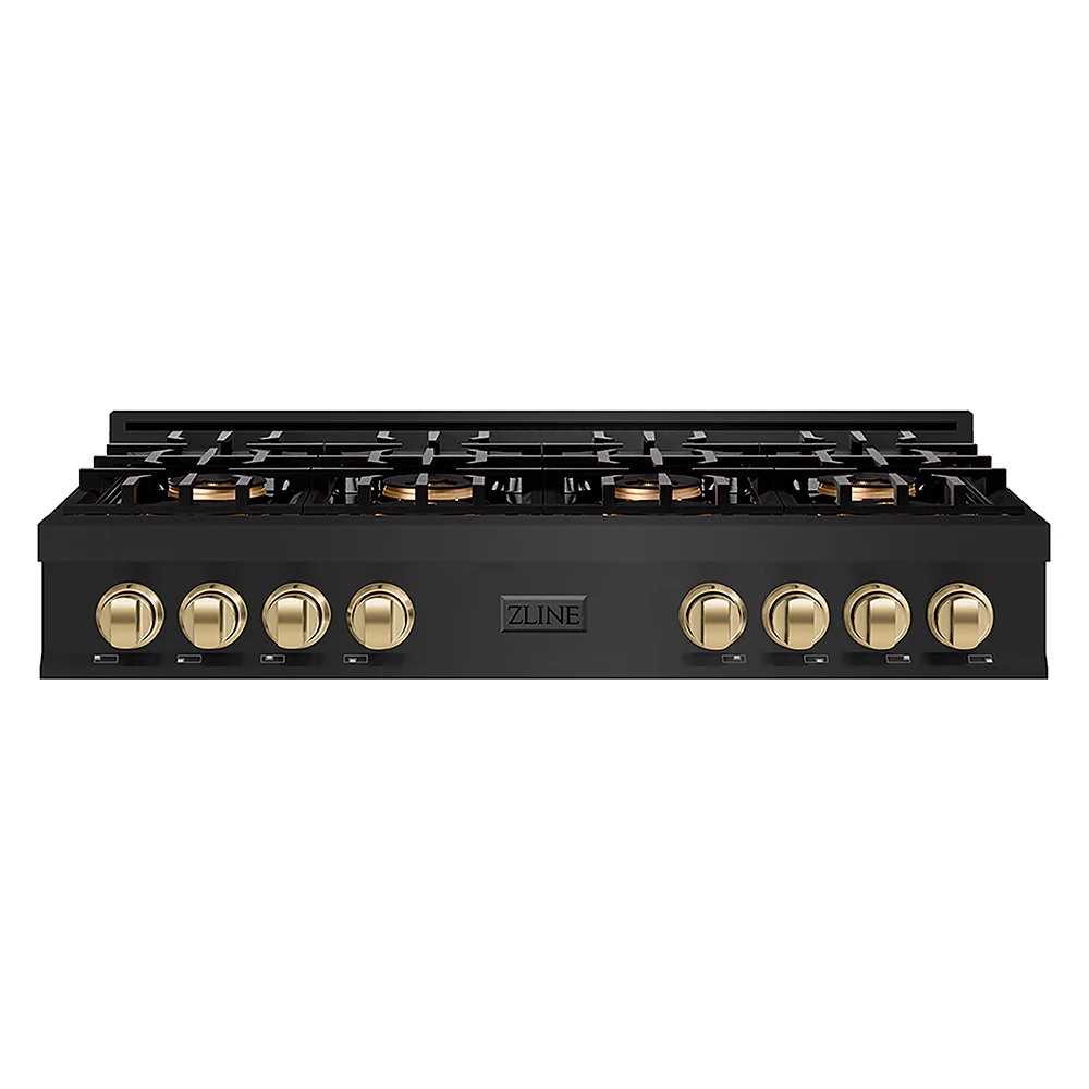 ZLINE Autograph Edition 48 in. Classic Gas Rangetop with 8 Burner DuoPro™ Cooktop in Black Stainless Steel and Champagne Bronze Accents, Open Box-Great Condition - Image 3