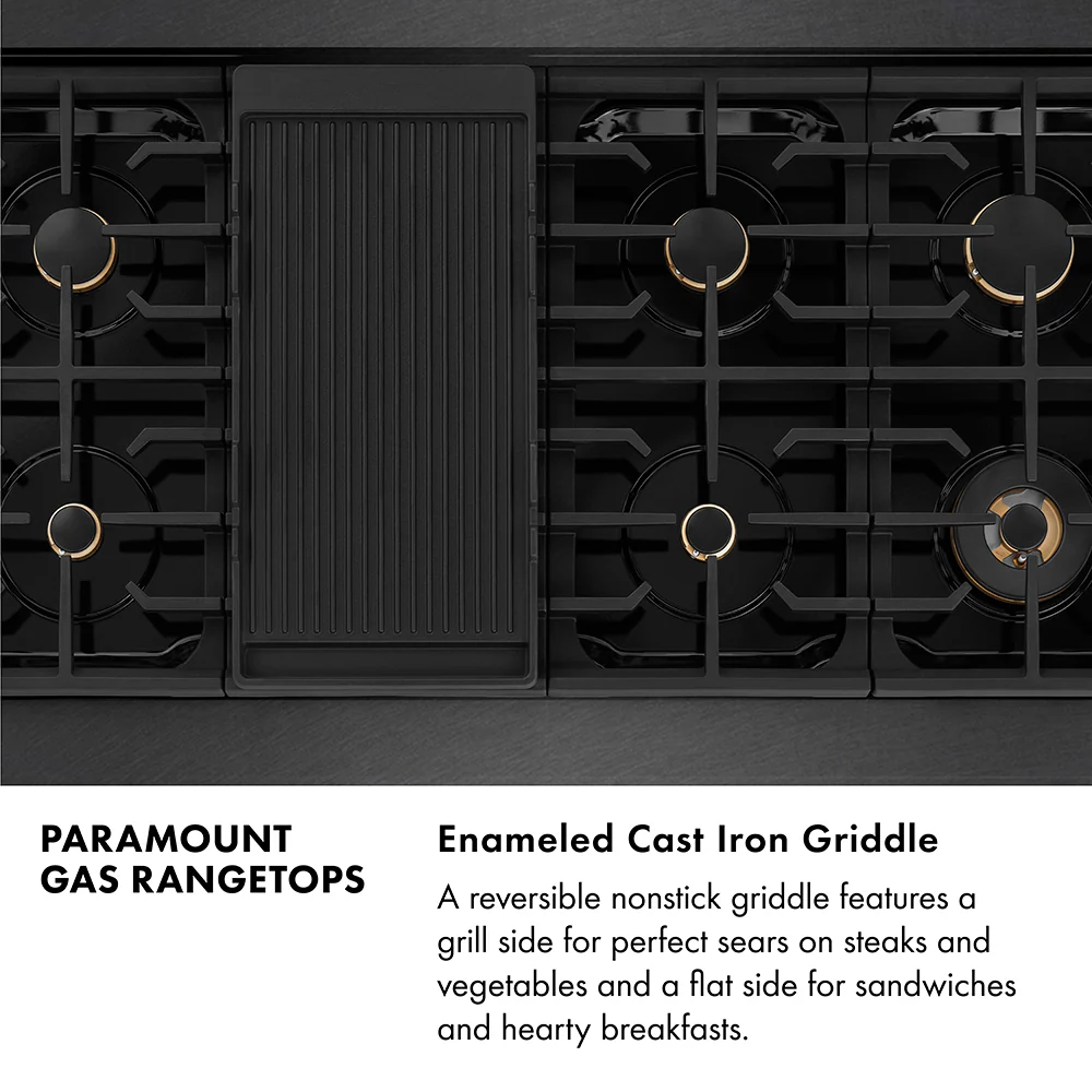 ZLINE Autograph Edition 48 in. Paramount Gas Rangetop with 8 Burners and Porcelain Cooktop in Black Satin Stainless Steel with Champagne Bronze Accents, Open Box-Great Condition - Image 11