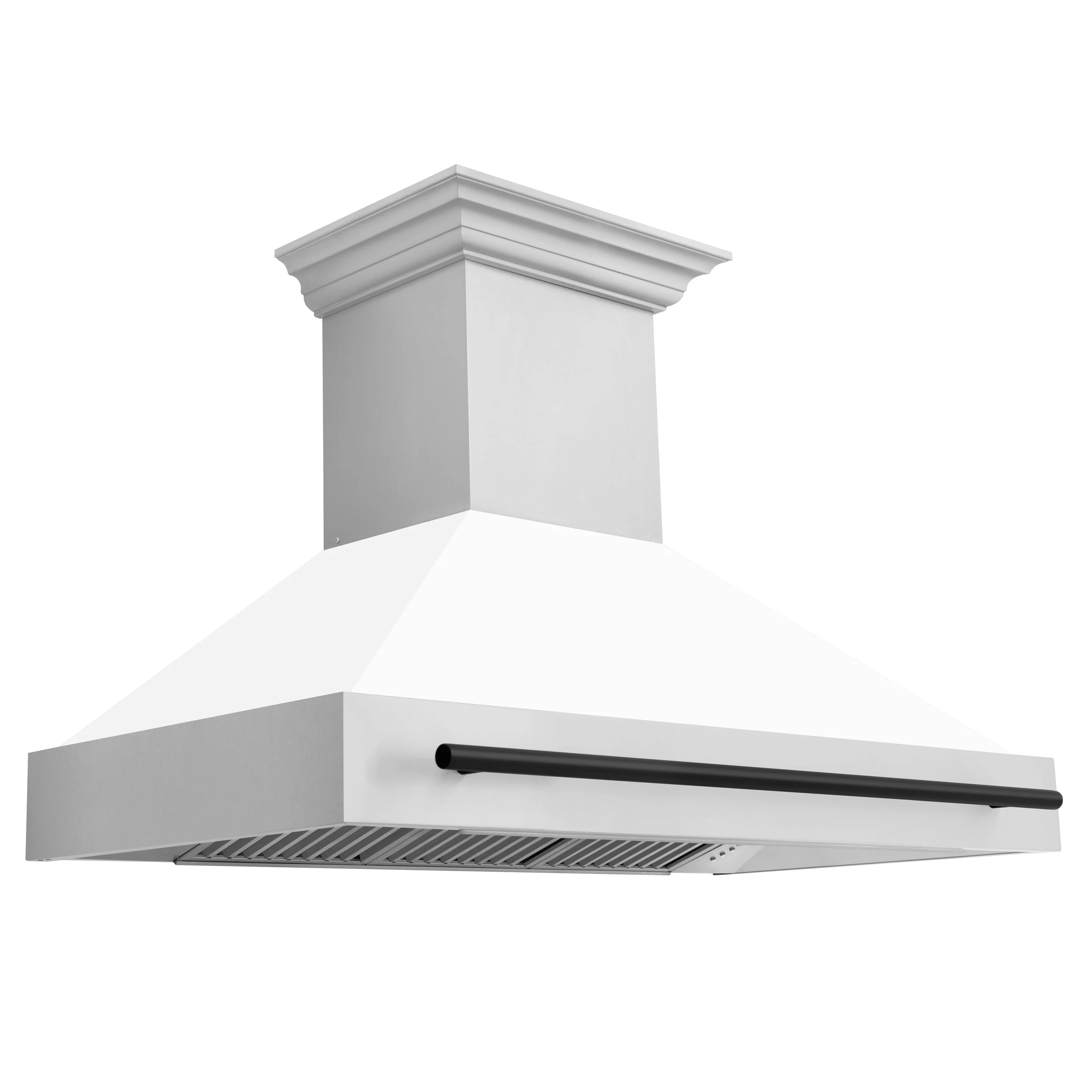 ZLINE Autograph Edition 48 in. Kitchen Package with Stainless Steel Dual Fuel Range with White Matte Door and Range Hood with Matte Black Accents (2AKP-RAWMRH48-MB) - Image 8