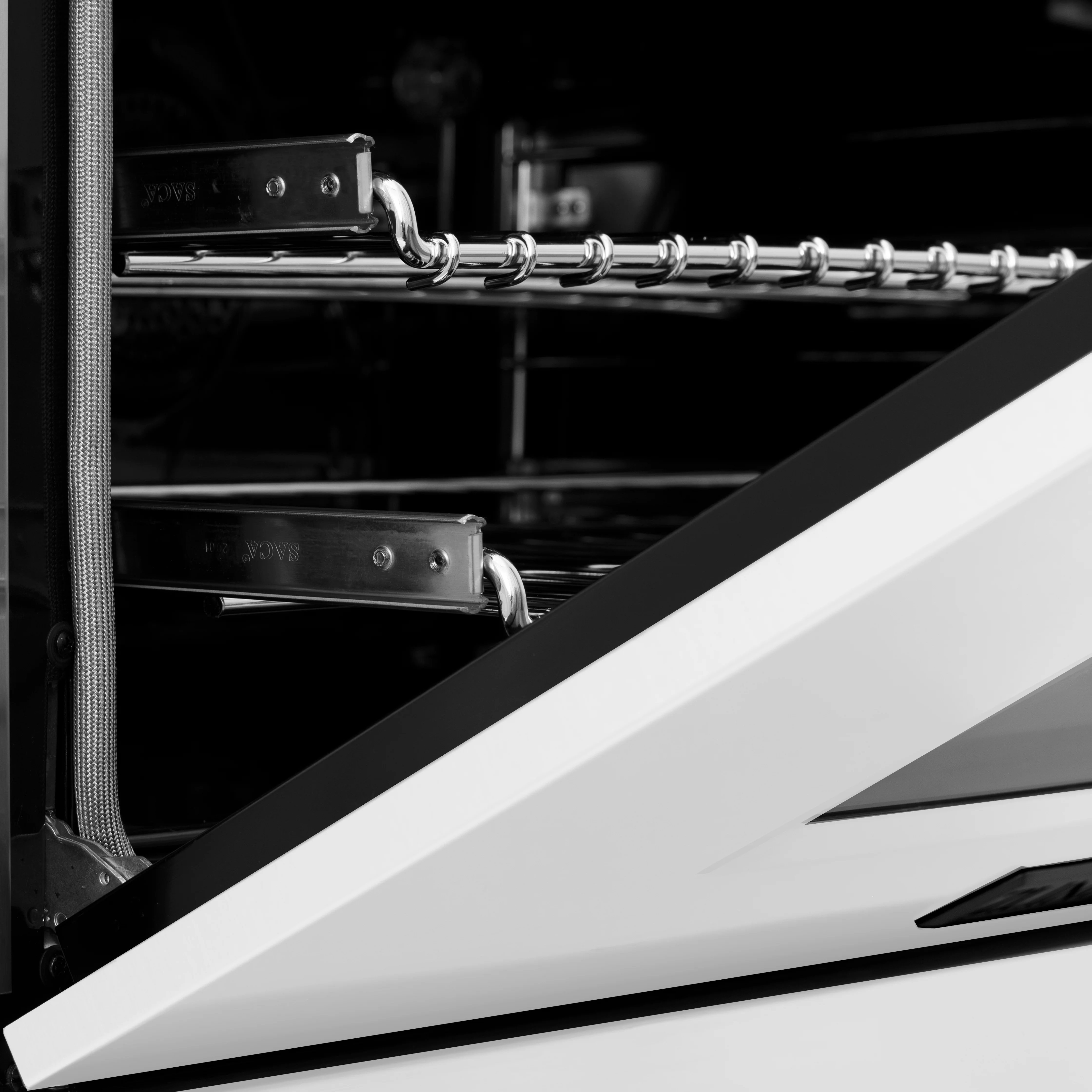 ZLINE Autograph Edition 48 in. 6.0 cu. ft. Legacy Dual Fuel Range with 7 Burner Gas Cooktop and 2 Electric Ovens in Stainless Steel with White Matte Doors and Matte Black Accents (RAZ-WM-48-MB) - Image 7