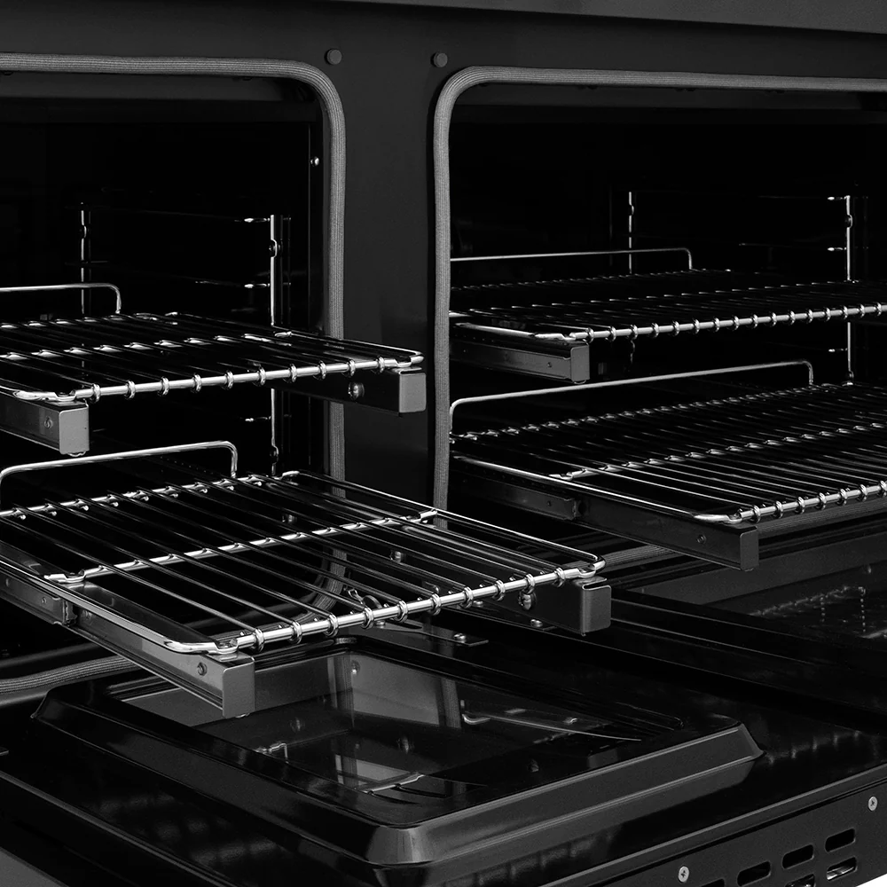 ZLINE Autograph Edition 48 in. 6.7 cu. ft. Paramount Dual Fuel Range with 8 Burner DuoPro™ Cooktop and Dual Ovens in Black Stainless Steel and Champagne Bronze Accents (PSDRBZ-48-CB) - Image 8