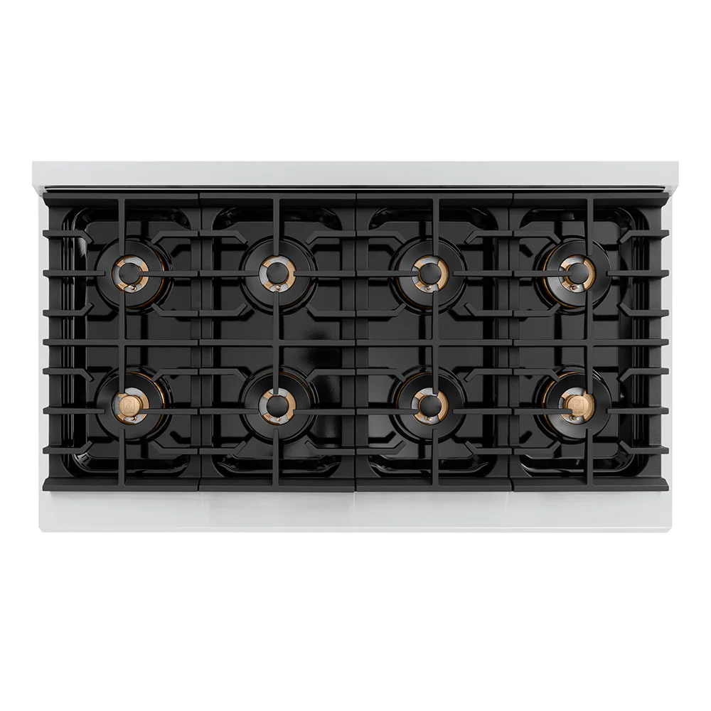 ZLINE Autograph Edition 48 in. 6.7 cu. ft. Paramount Dual Fuel Range with 8 Burner DuoPro™ Cooktop and Dual Ovens with White Matte Doors and Matte Black Accents (PSDRZ-WM-48-MB) - Image 2