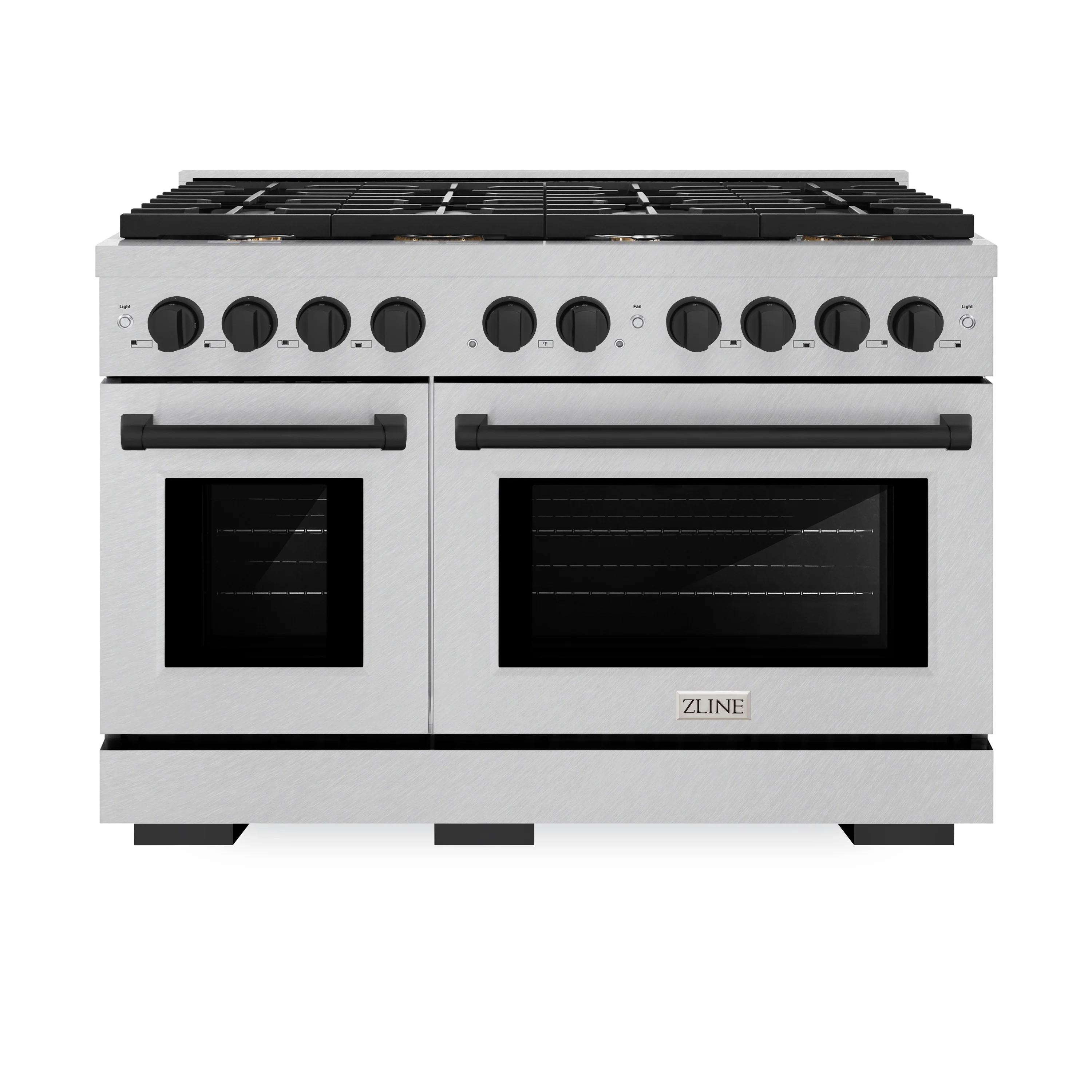 ZLINE Autograph Edition 48 in. 6.7 cu. ft. Paramount Double Oven Dual Fuel Range with 8 Burner Gas Cooktop in Satin Stainless Steel and Matte Black Accents (SDRSZ-48-MB) - Image 5