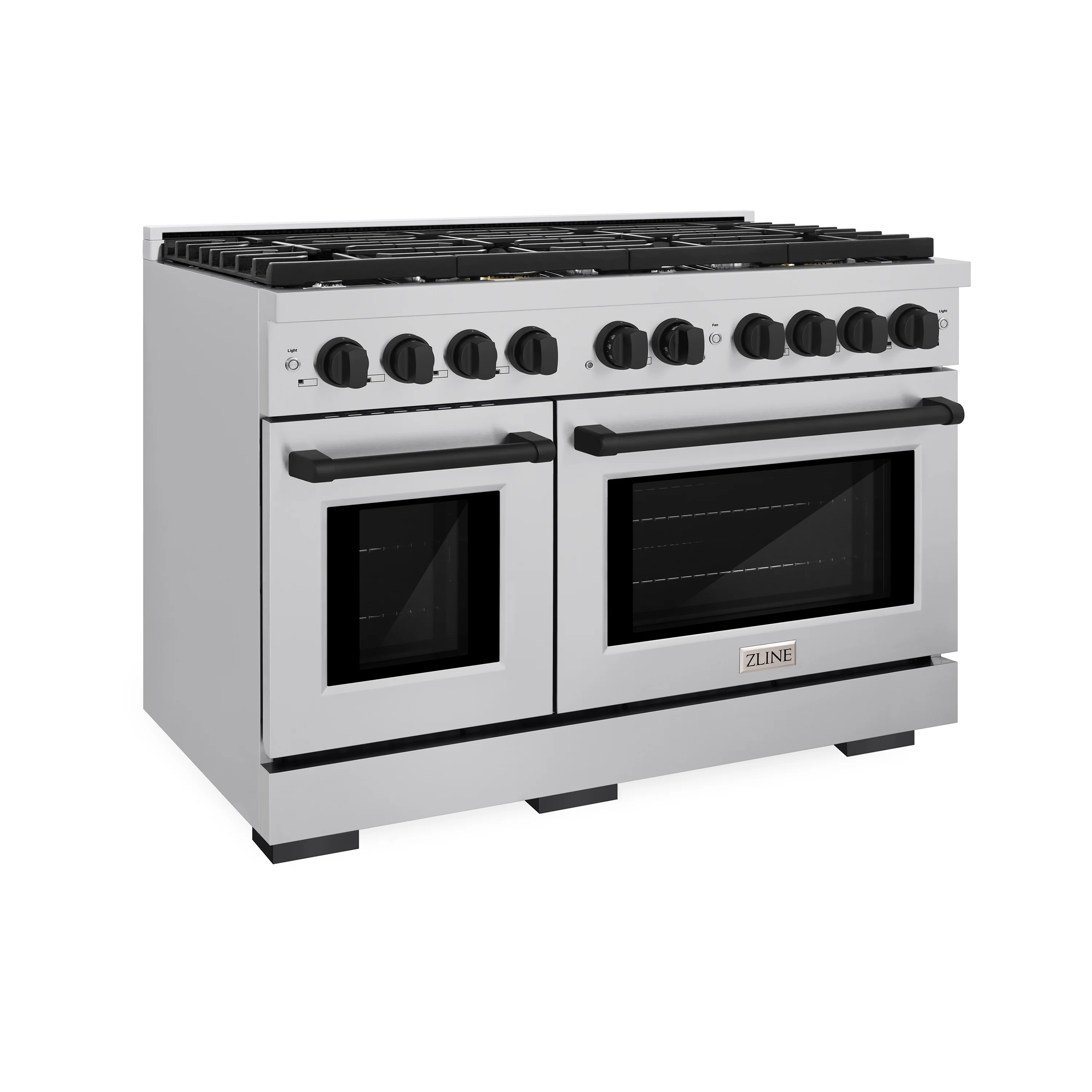 ZLINE Autograph Edition 48 in. 6.7 cu. ft. Paramount Double Oven Dual Fuel Range with 8 Burner Gas Cooktop in Stainless Steel and Matte Black Accents (SDRZ-48-MB) - Image 4