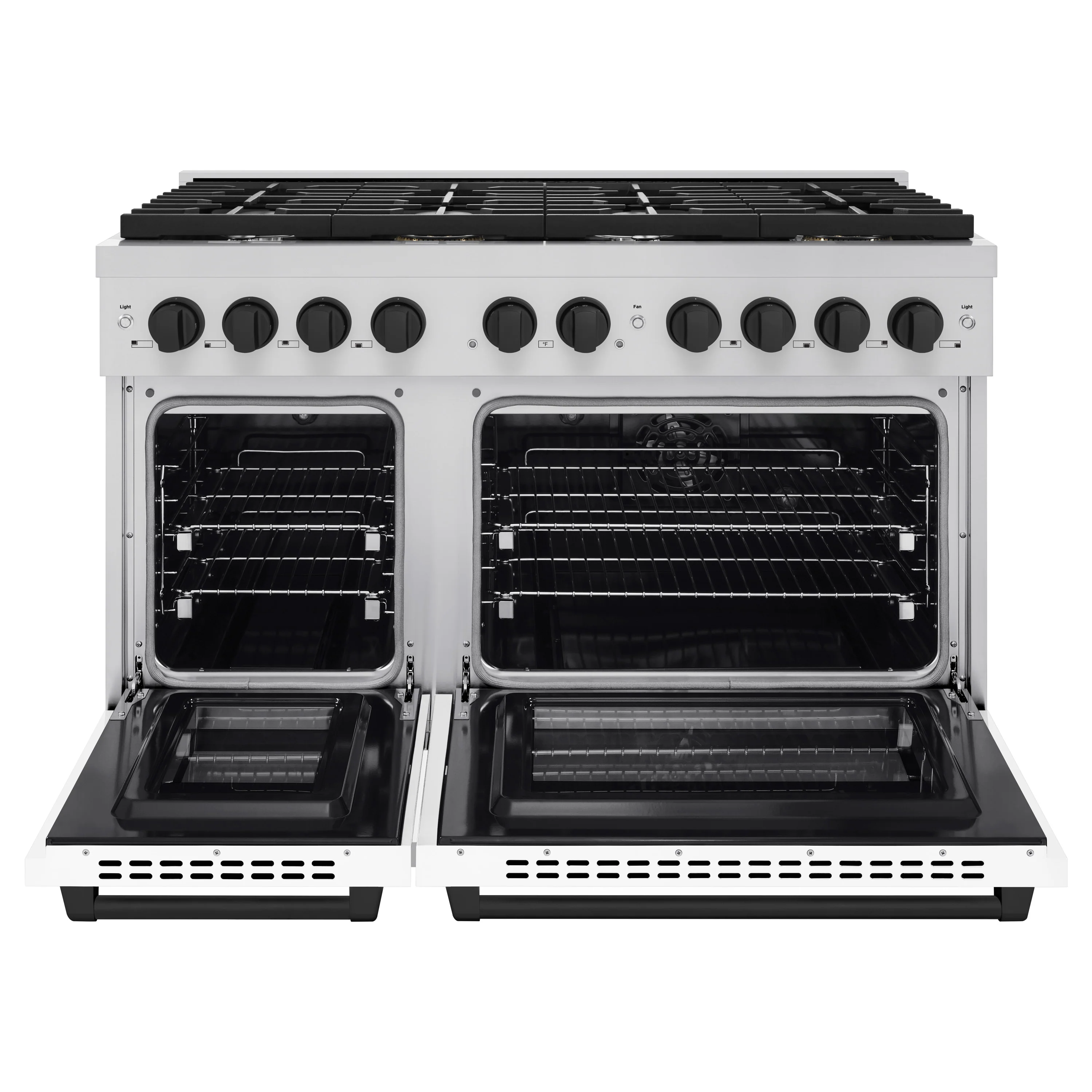 ZLINE Autograph Edition 48 in. 6.7 cu. ft. Paramount Double Oven Dual Fuel Range with 8 Burner Gas Cooktop in Stainless Steel with White Matte Doors and Matte Black Accents (SDRZ-WM-48-MB) - Image 3