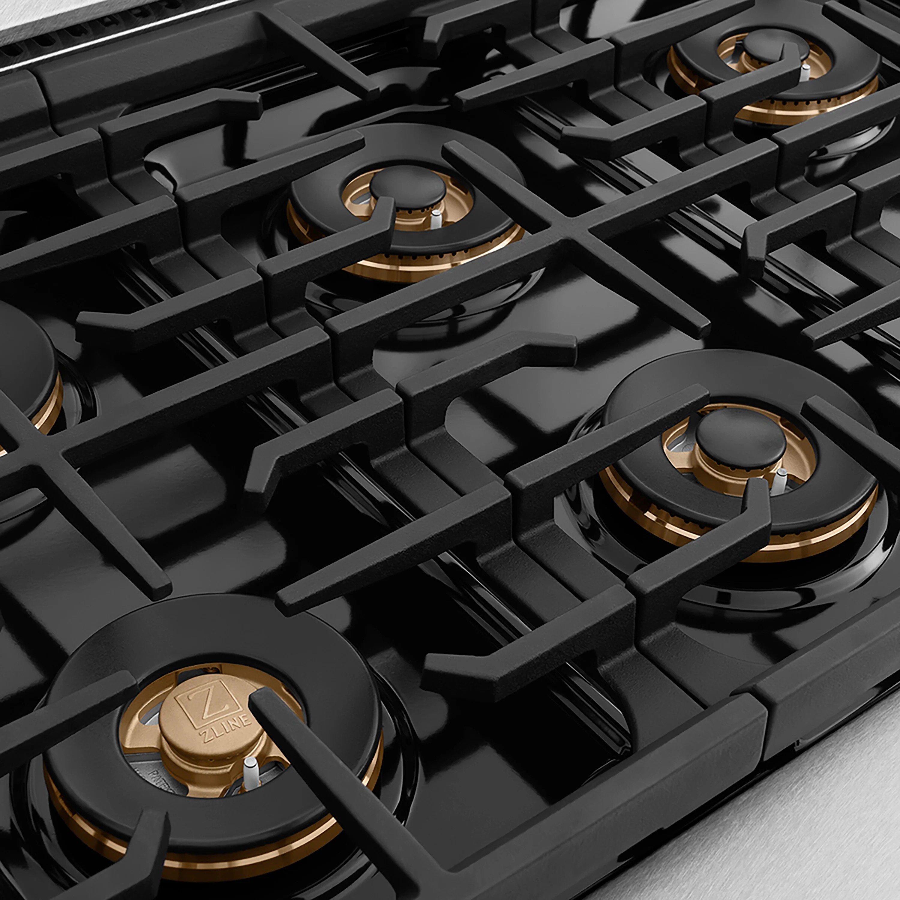 ZLINE Autograph Edition 48 in. 6.7 cu. ft. Paramount Gas Range with 8 Burner DuoPro™ Cooktop and Dual Ovens in Satin Stainless Steel and Matte Black Accents (PSGRSZ-48-MB) - Image 5