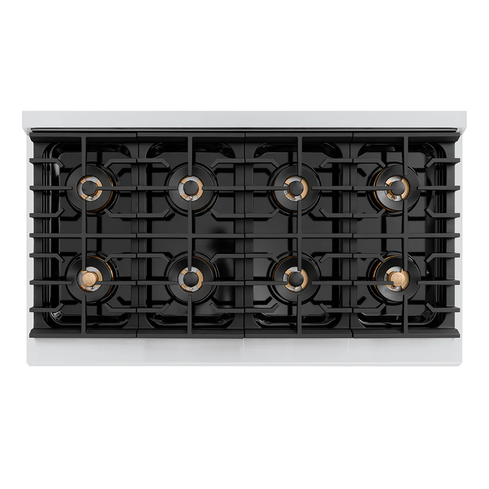 ZLINE Autograph Edition 48 in. 6.7 cu. ft. Paramount Gas Range with 8 Burner DuoPro™ Cooktop and Dual Ovens in Stainless Steel and Champagne Bronze Accents (PSGRZ-48-CB) - Image 2