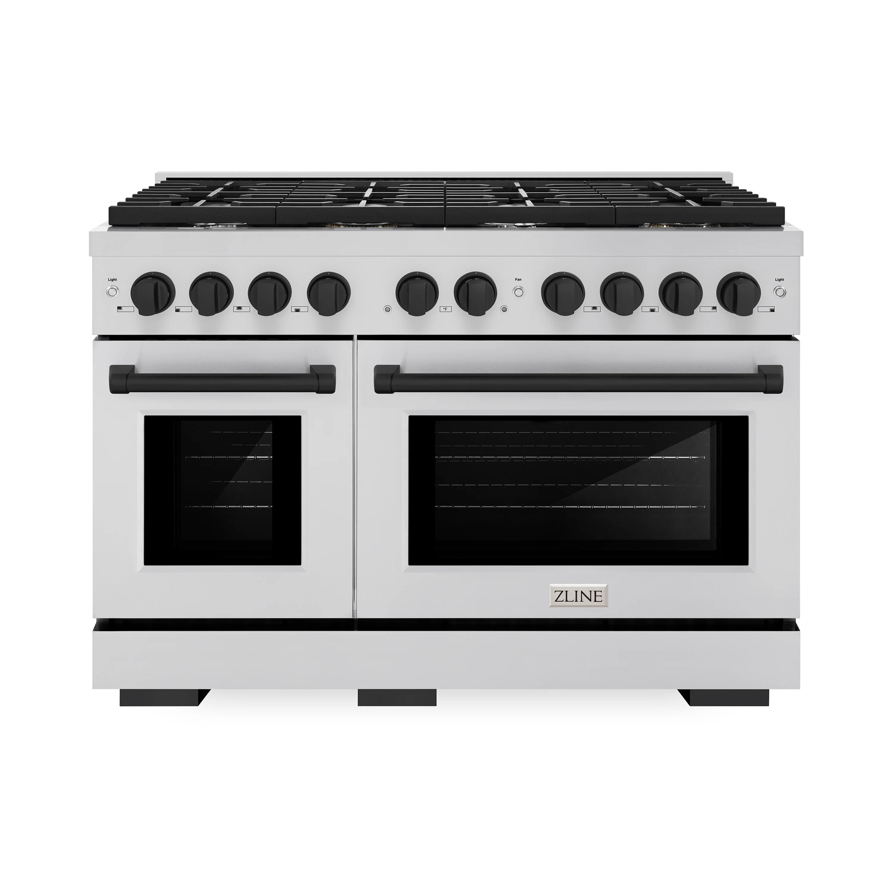 ZLINE Autograph Edition 48 in. 6.7 cu. ft. Paramount Double Oven Gas Range with 8 Burner Cooktop in Stainless Steel and Matte Black Accents (SGRZ-48-MB) - Image 2