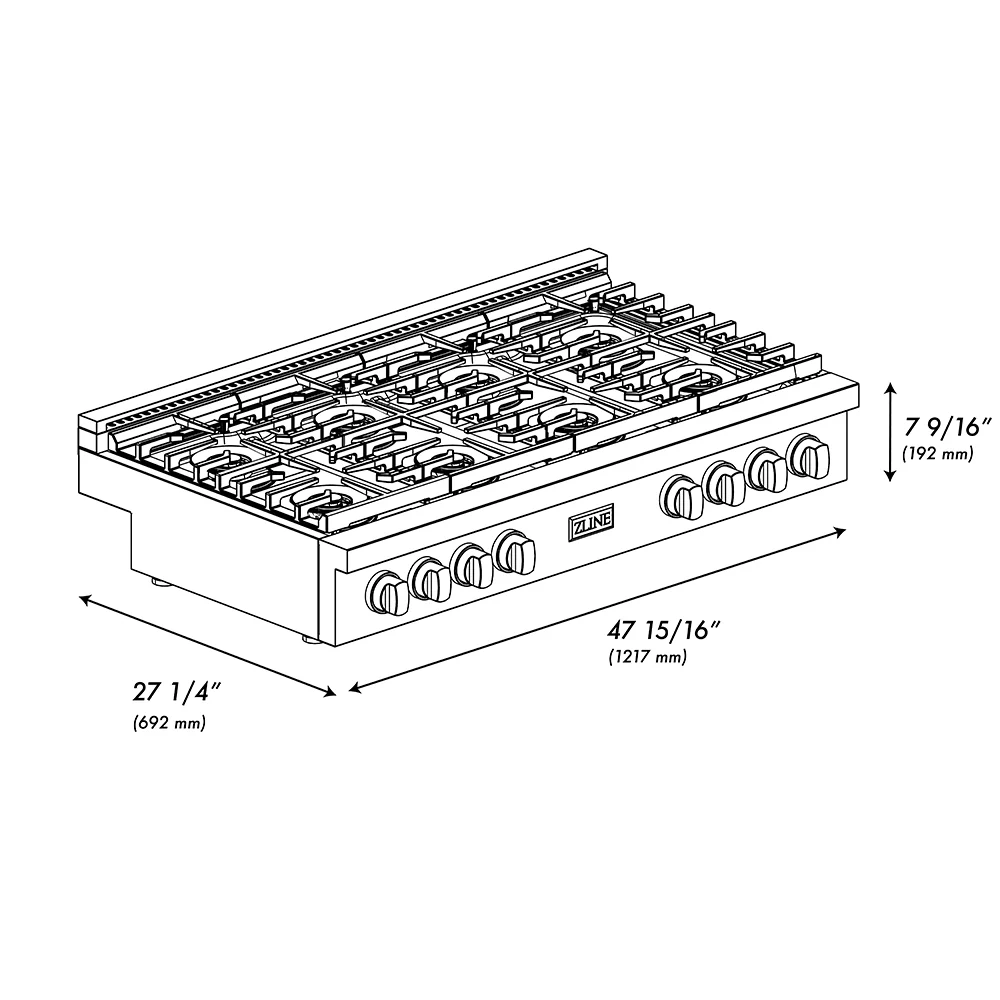 ZLINE Autograph Edition 48 in. Paramount Gas Rangetop with 8 Burner DuoPro™ Cooktop in Satin Stainless Steel and Champagne Bronze Accents (PSRTSZ-48-CB) - Image 10