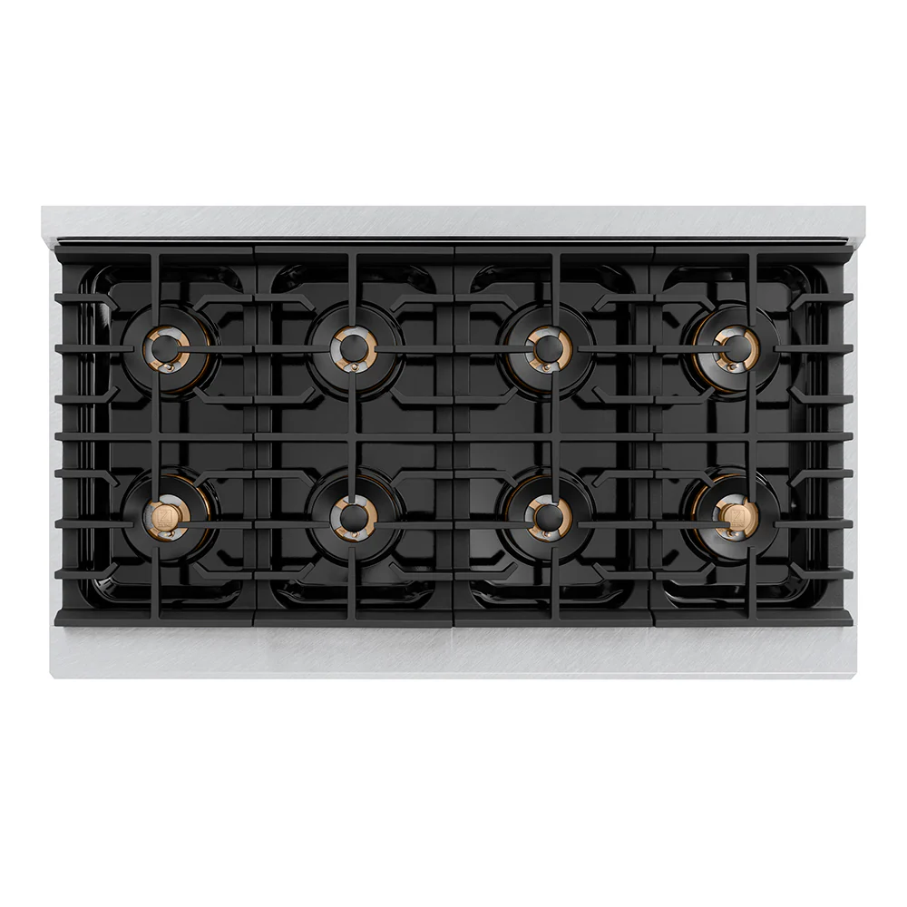 ZLINE Autograph Edition 48 in. Paramount Gas Rangetop with 8 Burner DuoPro™ Cooktop in Satin Stainless Steel and Champagne Bronze Accents (PSRTSZ-48-CB) - Image 3