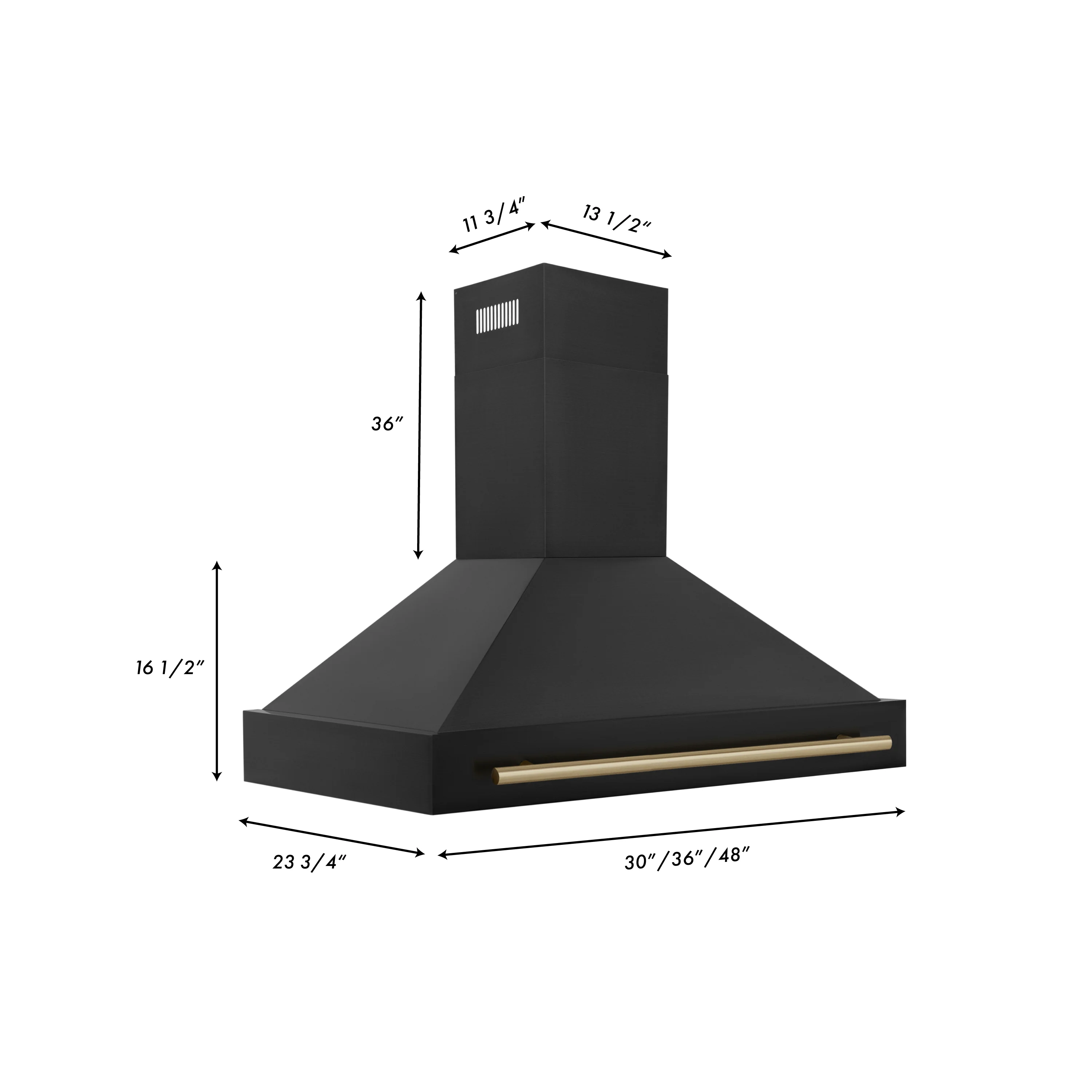 ZLINE 48" Black Stainless Steel Range Hood with Champagne Bronze Handle (BS655Z-48-CB) - Image 6