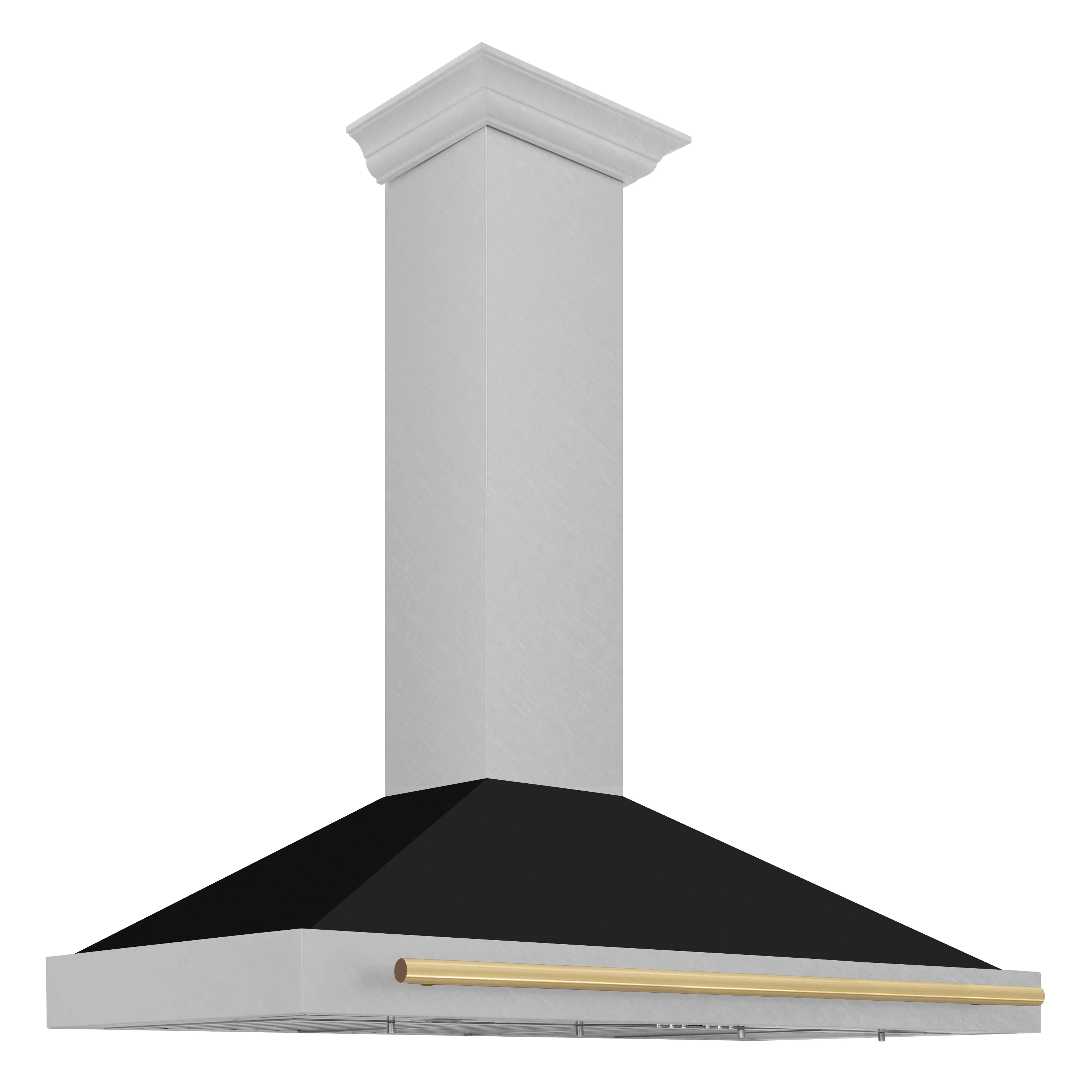 ZLINE Autograph Edition 48 in. Convertible Satin Stainless Steel Wall Mount Range Hood with Black Matte Shell and Champagne Bronze Handle (KB4SNZ-BLM48-CB) - Image 3