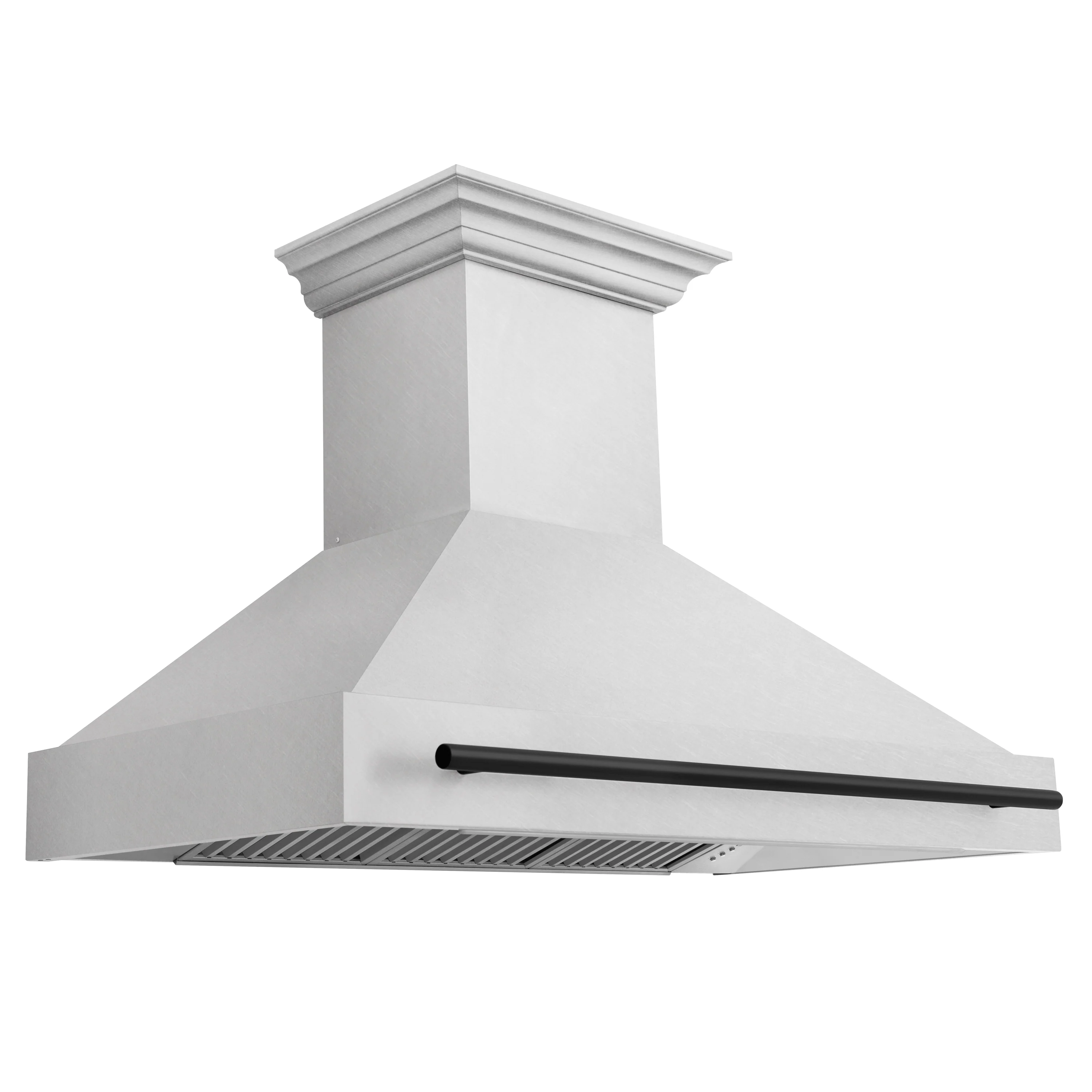 ZLINE Autograph Edition 48 in. Satin Stainless Steel Wall Mount Range Hood with Matte Black Handle (8654SNZ-48-MB) - Image 2