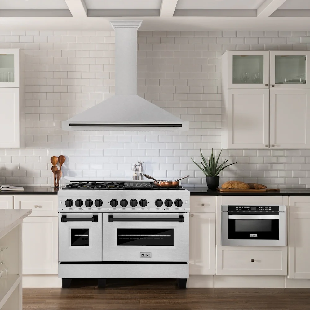 ZLINE Autograph Edition 48 in. Convertible Satin Stainless Steel Wall Mount Range Hood with Matte Black Handle (KB4SNZ-48-MB) - Image 2