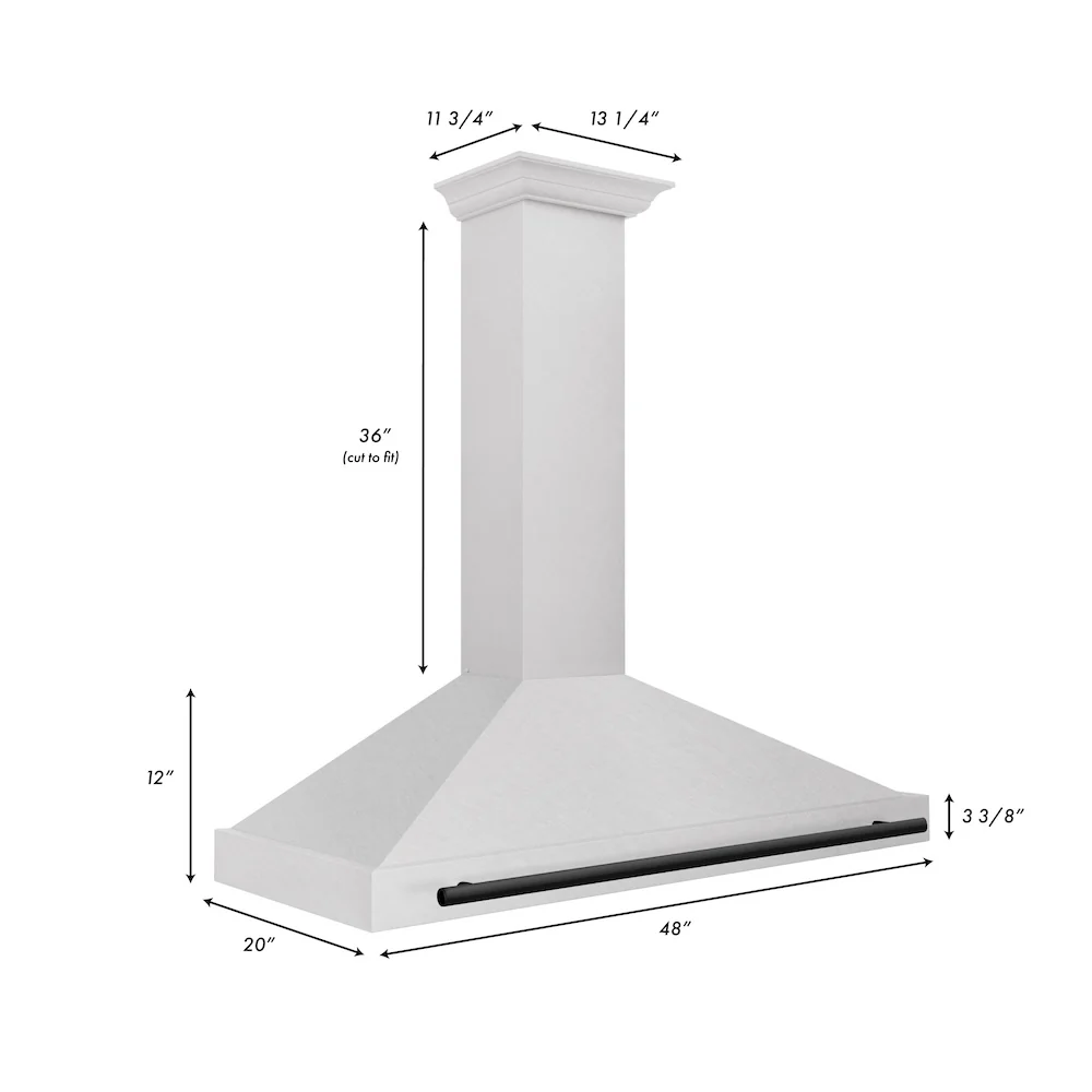 ZLINE Autograph Edition 48 in. Convertible Satin Stainless Steel Wall Mount Range Hood with Matte Black Handle (KB4SNZ-48-MB) - Image 7