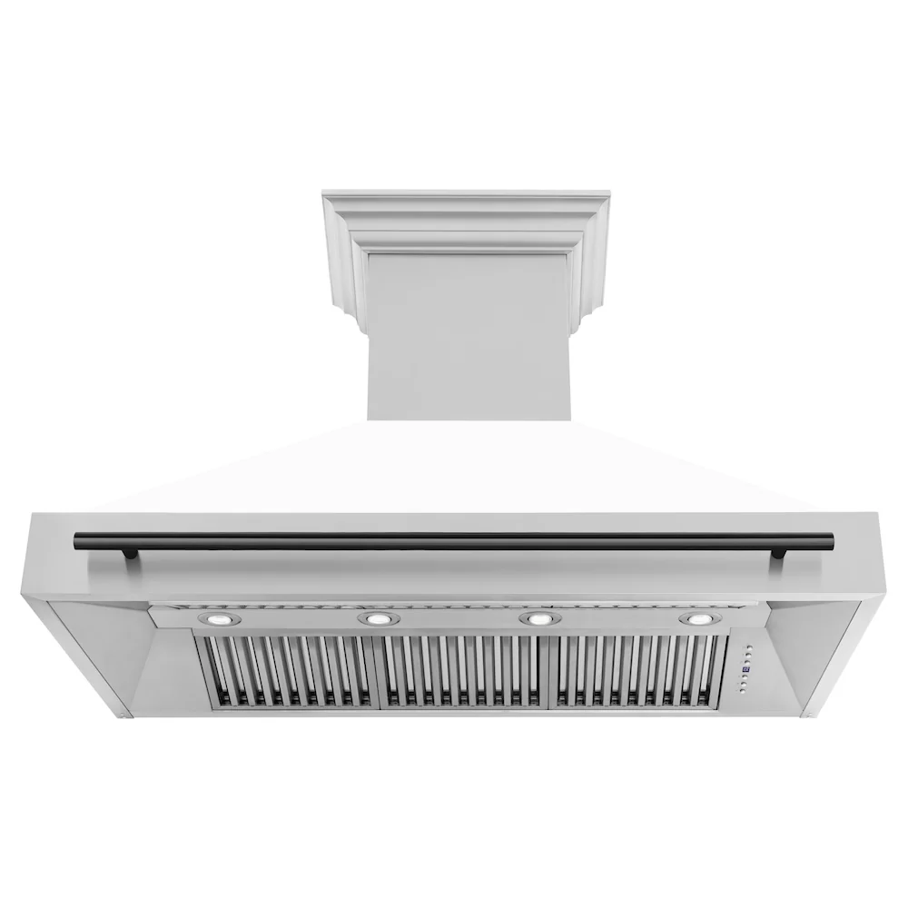 ZLINE Autograph Edition 48 in. Stainless Steel Range Hood with White Matte Shell and Matte Black Handle (8654STZ-WM48-MB) - Image 5