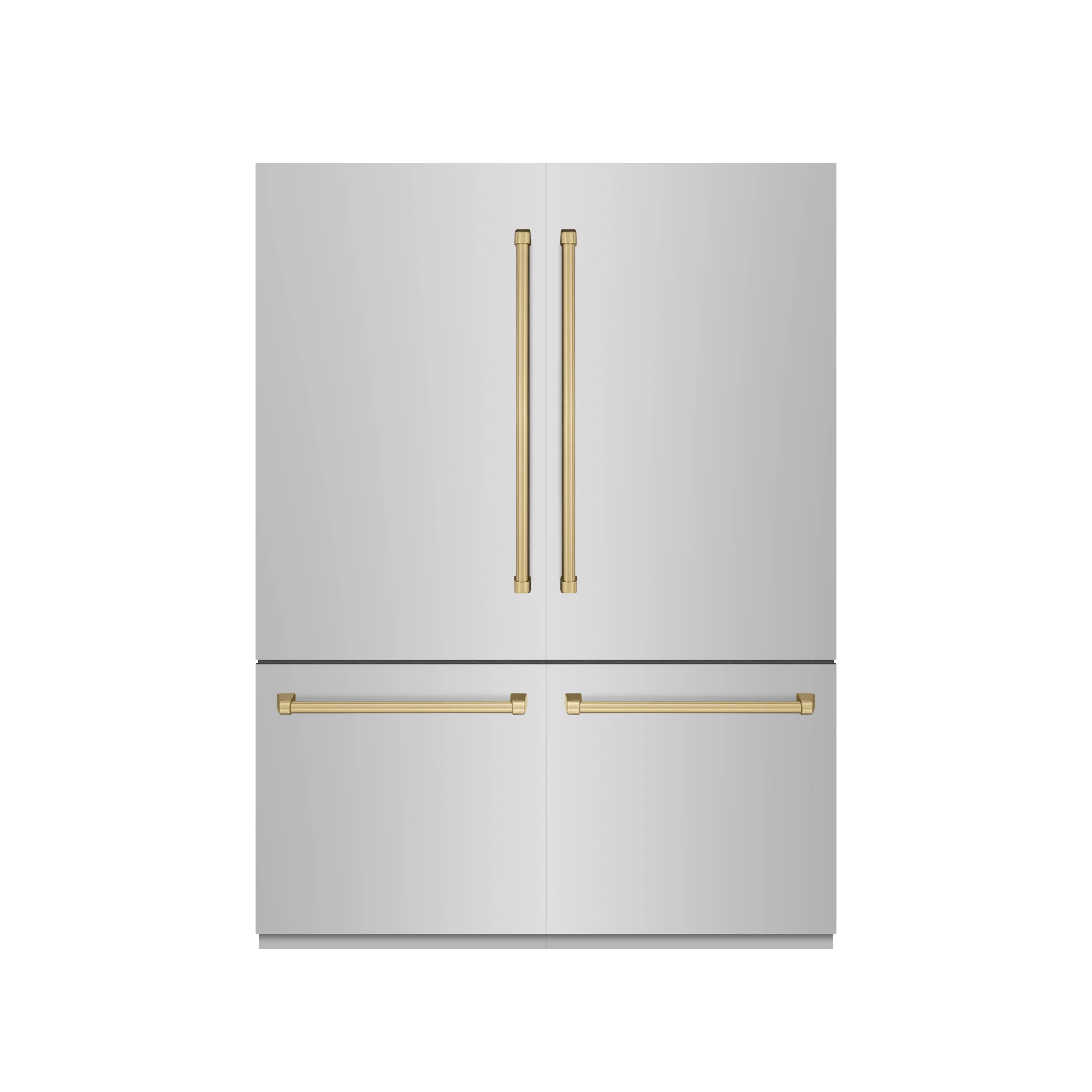 ZLINE Autograph Edition 60 in. 32.2 cu. ft. French Door Built-In Bottom Freezer Refrigerator with Water Dispenser and Ice Maker in Stainless Steel with Graphite Gray Interior and Champagne Bronze Accents (GRBIVZ-304-60CB) - Image 3