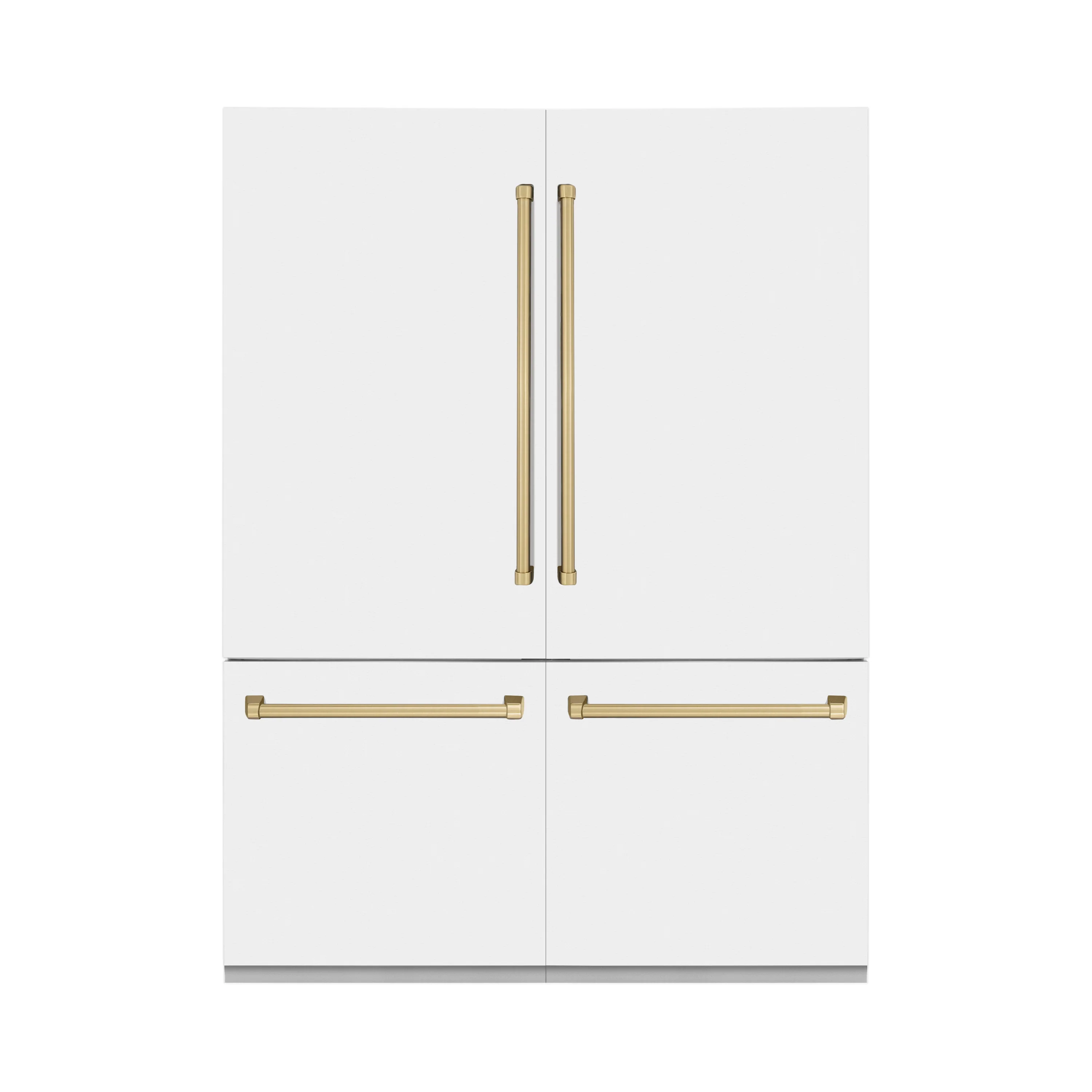 ZLINE Autograph Edition 60 in. 32.2 cu. ft. French Door Built-In Bottom Freezer Refrigerator with Water Dispenser and Ice Maker in White Matte with Champagne Bronze Accents (RBIVZ-WM-60-CB) - Image 4