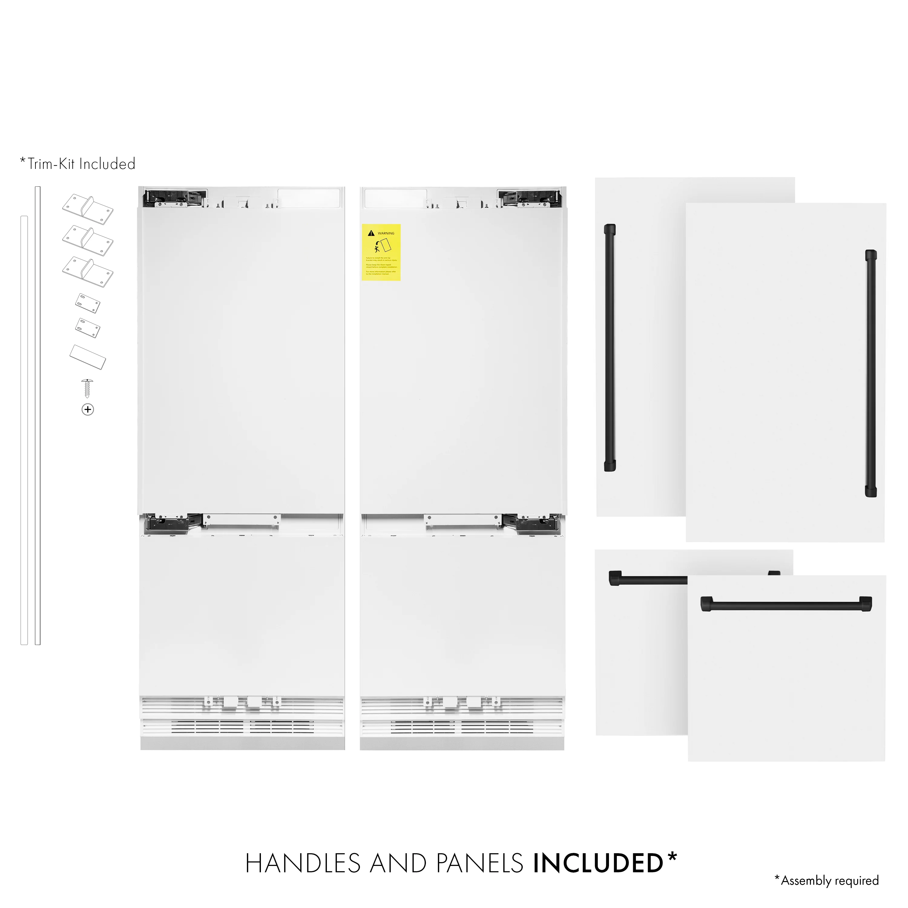 ZLINE Autograph Edition 60 in. 32.2 cu. ft. French Door Built-In Bottom Freezer Refrigerator with Water Dispenser and Ice Maker in White Matte with Matte Black Accents (RBIVZ-WM-60-MB) - Image 3