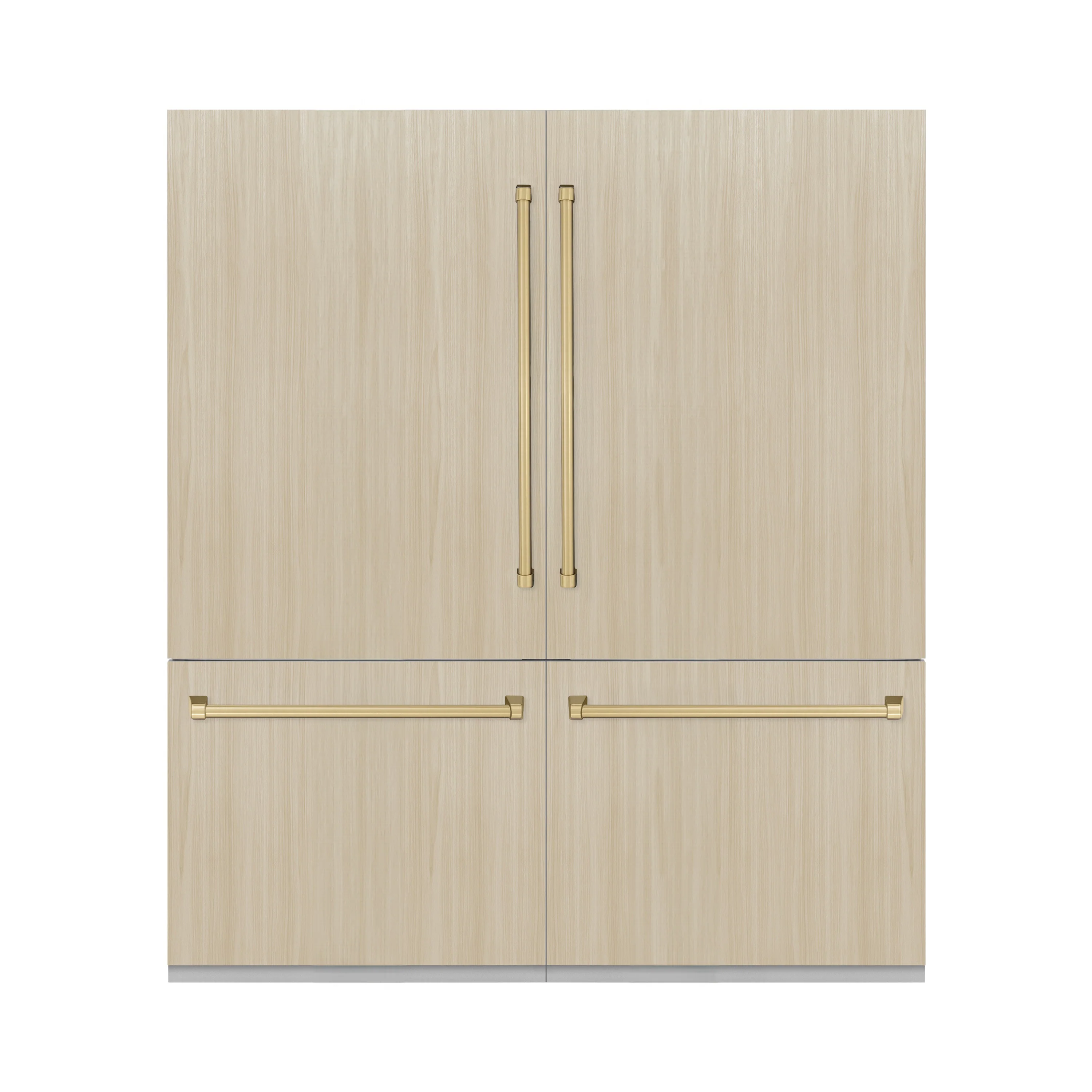ZLINE Autograph Edition 72 in. 39.6 cu. ft. Panel Ready French Door Built-In Bottom Freezer Refrigerator with Water Dispensers and Ice Makers with Graphite Gray Interior and Champagne Bronze Accents (GRBITZ-72-CB) - Image 3