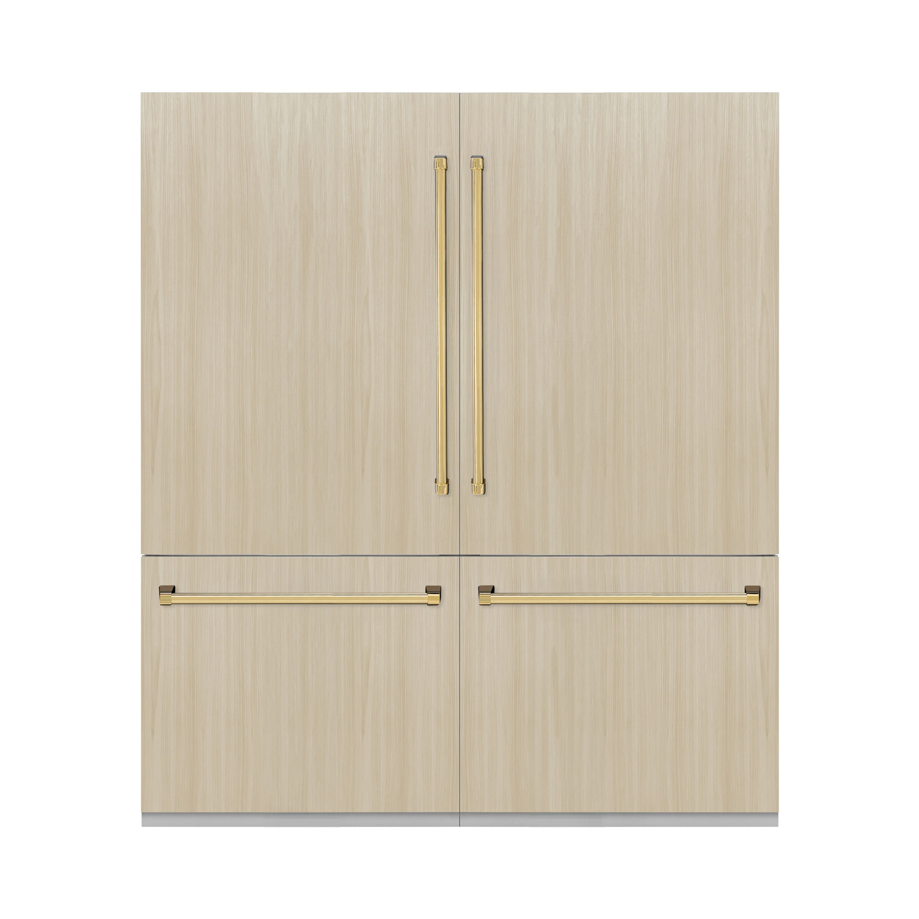 ZLINE Autograph Edition 72 in. 39.6 cu. ft. Panel Ready French Door Built-In Bottom Freezer Refrigerator with Water Dispensers and Ice Makers with Graphite Gray Interior and Polished Gold Accents (GRBITZ-72-G) - Image 3