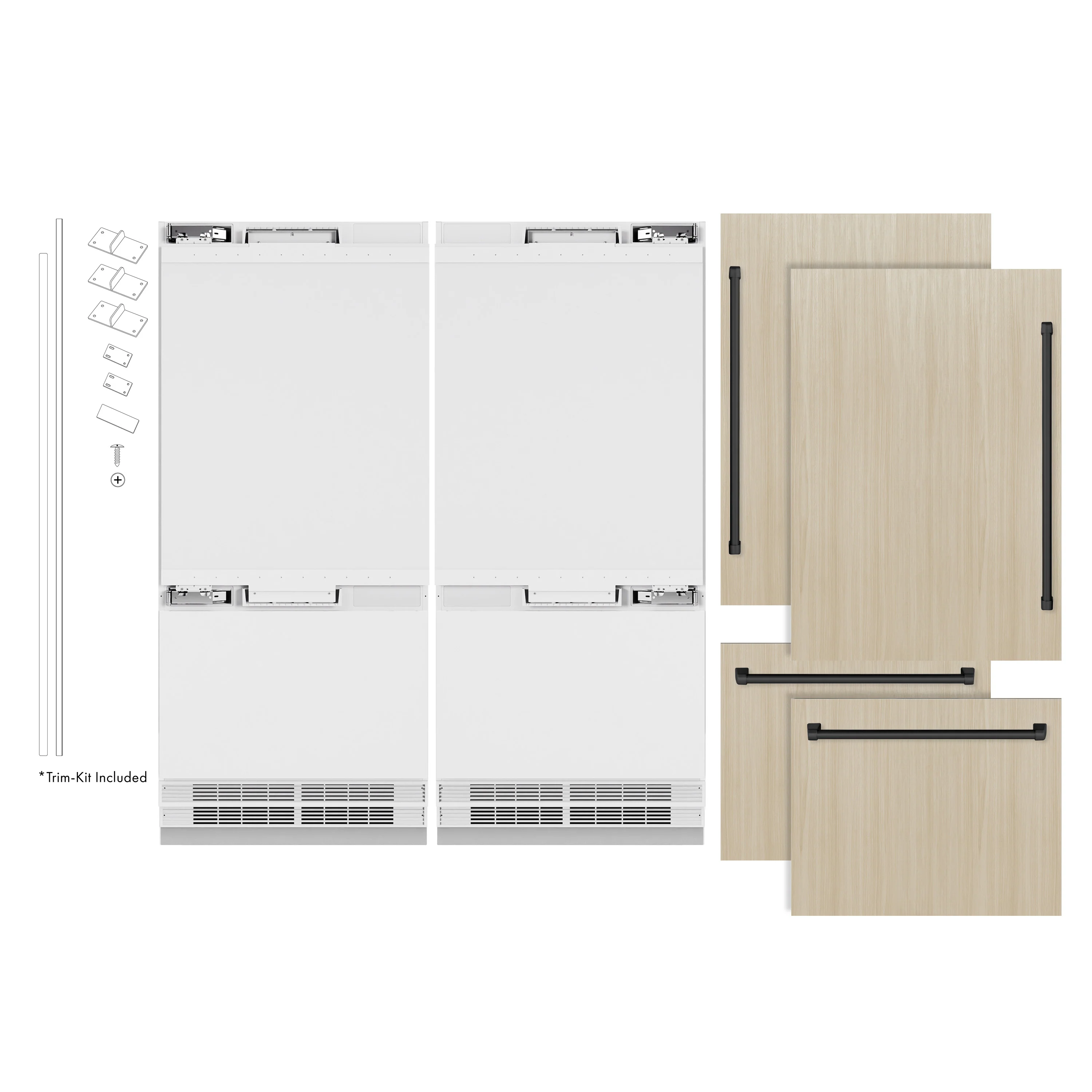 ZLINE Autograph Edition 72 in. 39.6 cu. ft. Panel Ready French Door Built-In Bottom Freezer Refrigerator with Water Dispensers and Ice Makers and Matte Black Accents (RBITZ-72-MB) - Image 4
