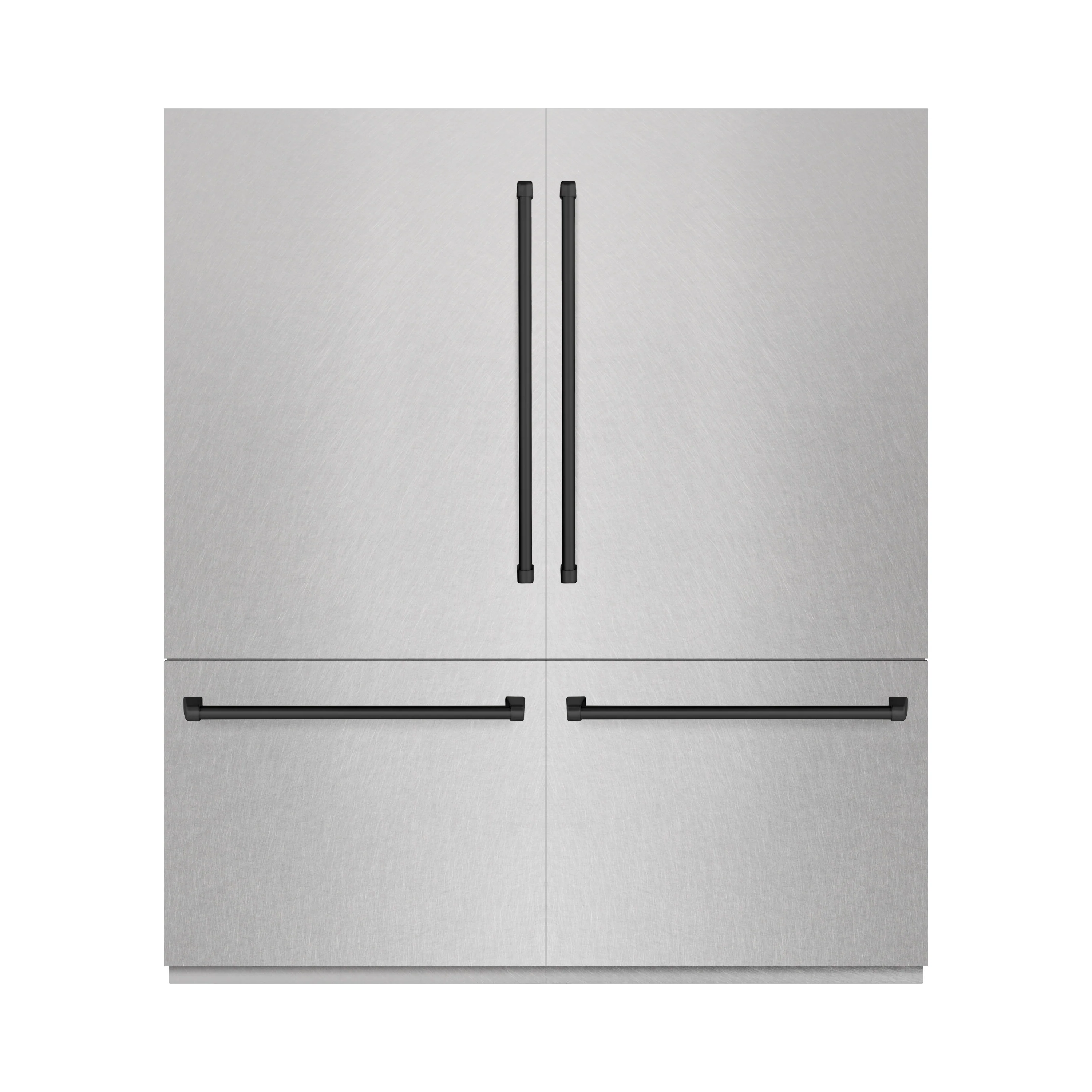 ZLINE Autograph Edition 72 in. 39.6 cu. ft. French Door Built-In Bottom Freezer Refrigerator with Water Dispensers and Ice Makers in Satin Stainless Steel with Graphite Gray Interior and Matte Black Accents (GRBITZ-SN-72-MB) - Image 3