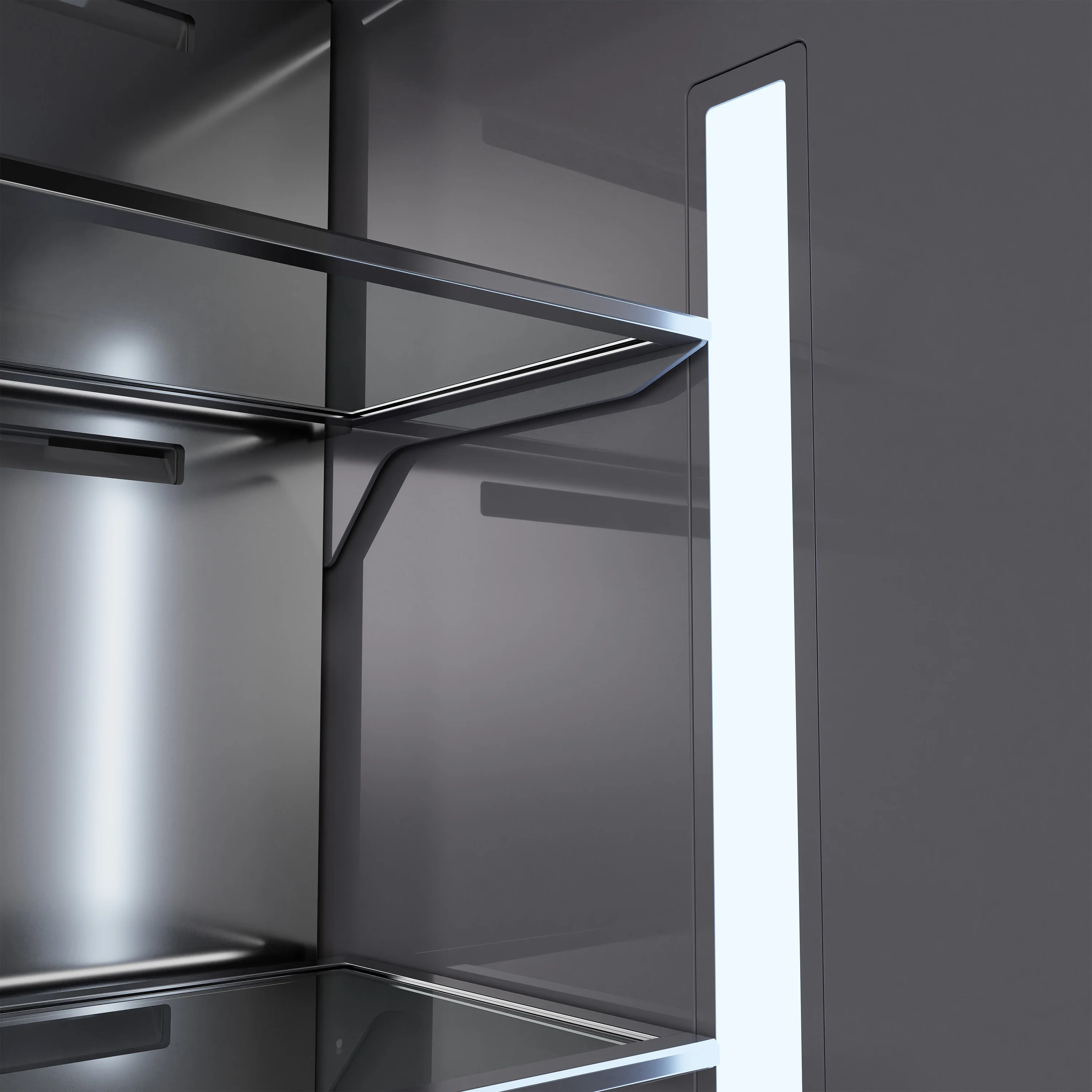 ZLINE Autograph Edition 72 in. 39.6 cu. ft. French Door Built-In Bottom Freezer Refrigerator with Water Dispensers and Ice Makers in Stainless Steel with Graphite Gray Interior and Champagne Bronze Accents (GRBITZ-304-72CB) - Image 6