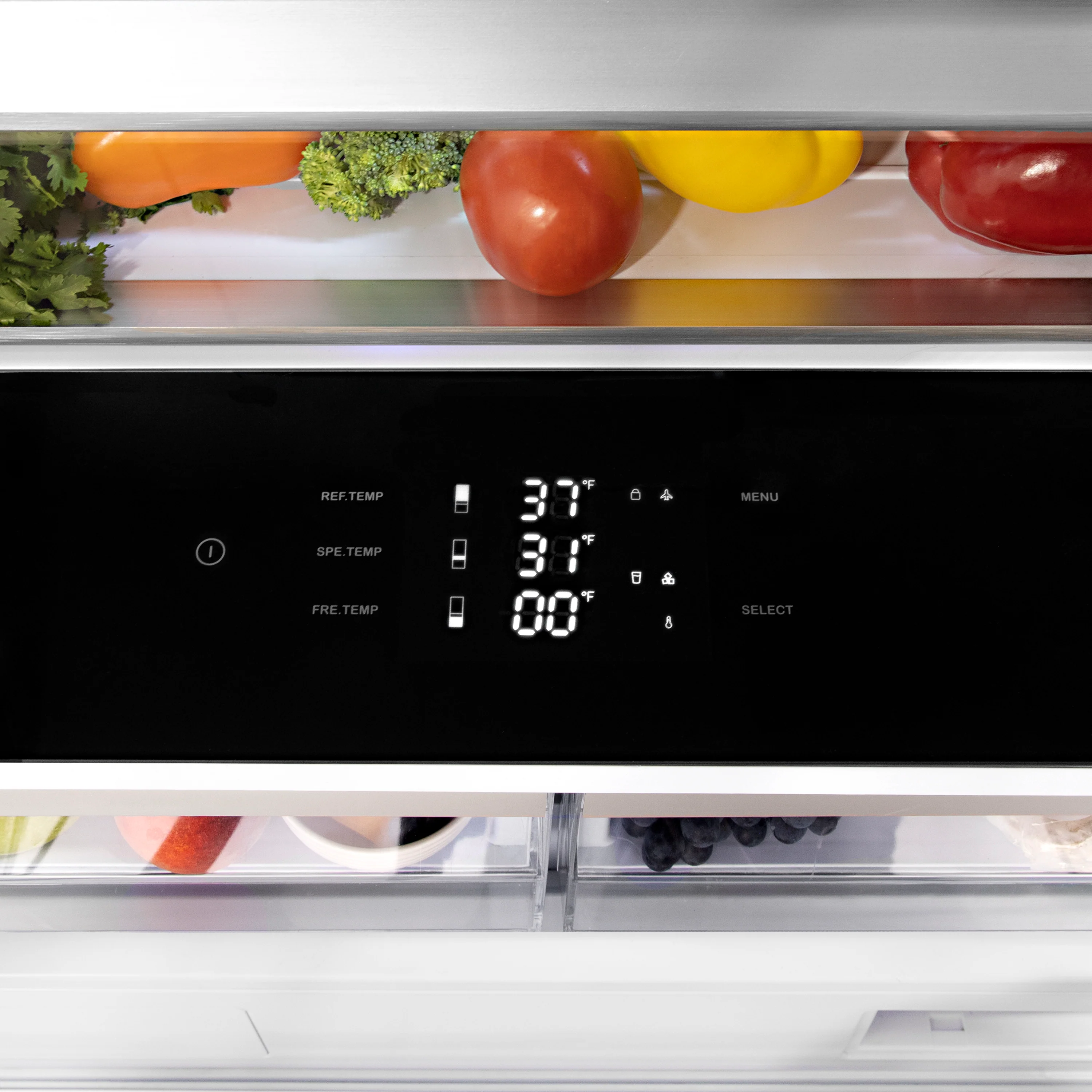 ZLINE Autograph Edition 72 in. 39.6 cu. ft. French Door Built-In Bottom Freezer Refrigerator with Water Dispensers and Ice Makers in Stainless Steel with Matte Black Accents (RBITZ-304-72MB) - Image 5