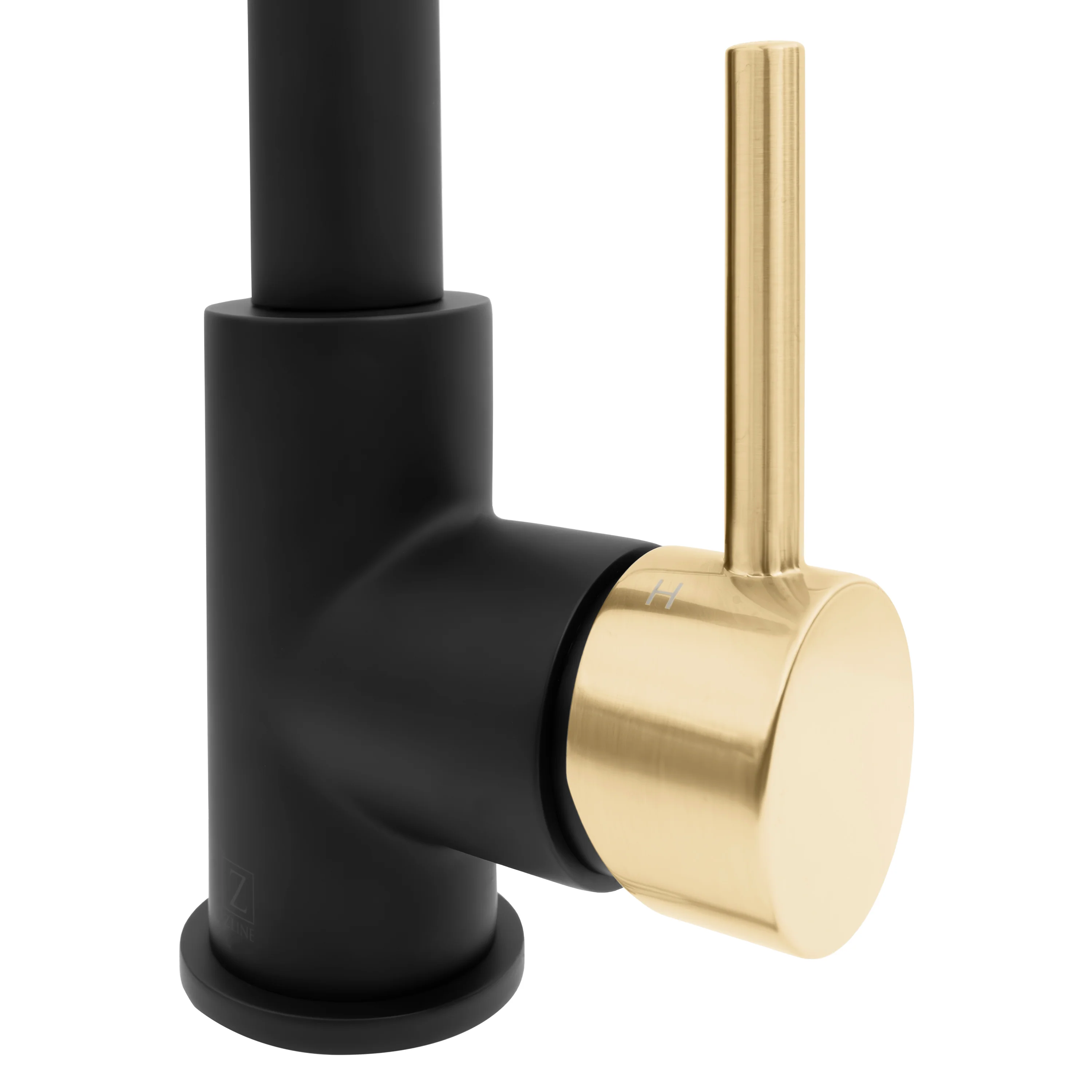 ZLINE Autograph Edition Apollo Pull Down Spring Single Handle Kitchen Faucet in Matte Black and Champagne Bronze (APL-KF-ZMBCB) - Image 7