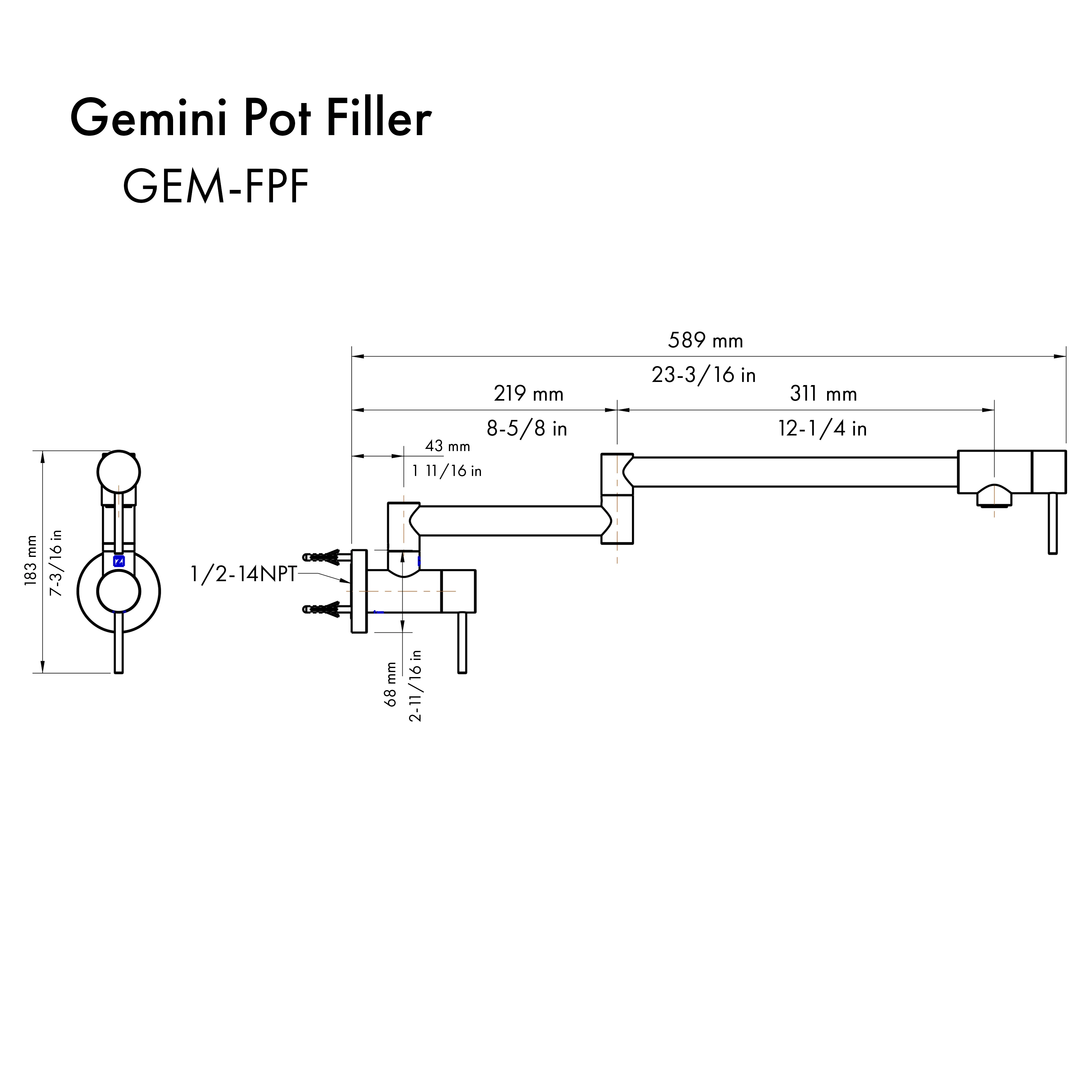 ZLINE Autograph Edition Gemini Pot Filler in Brushed Nickel and Champagne Bronze (GEM-FPF-ZBNCB) - Image 3