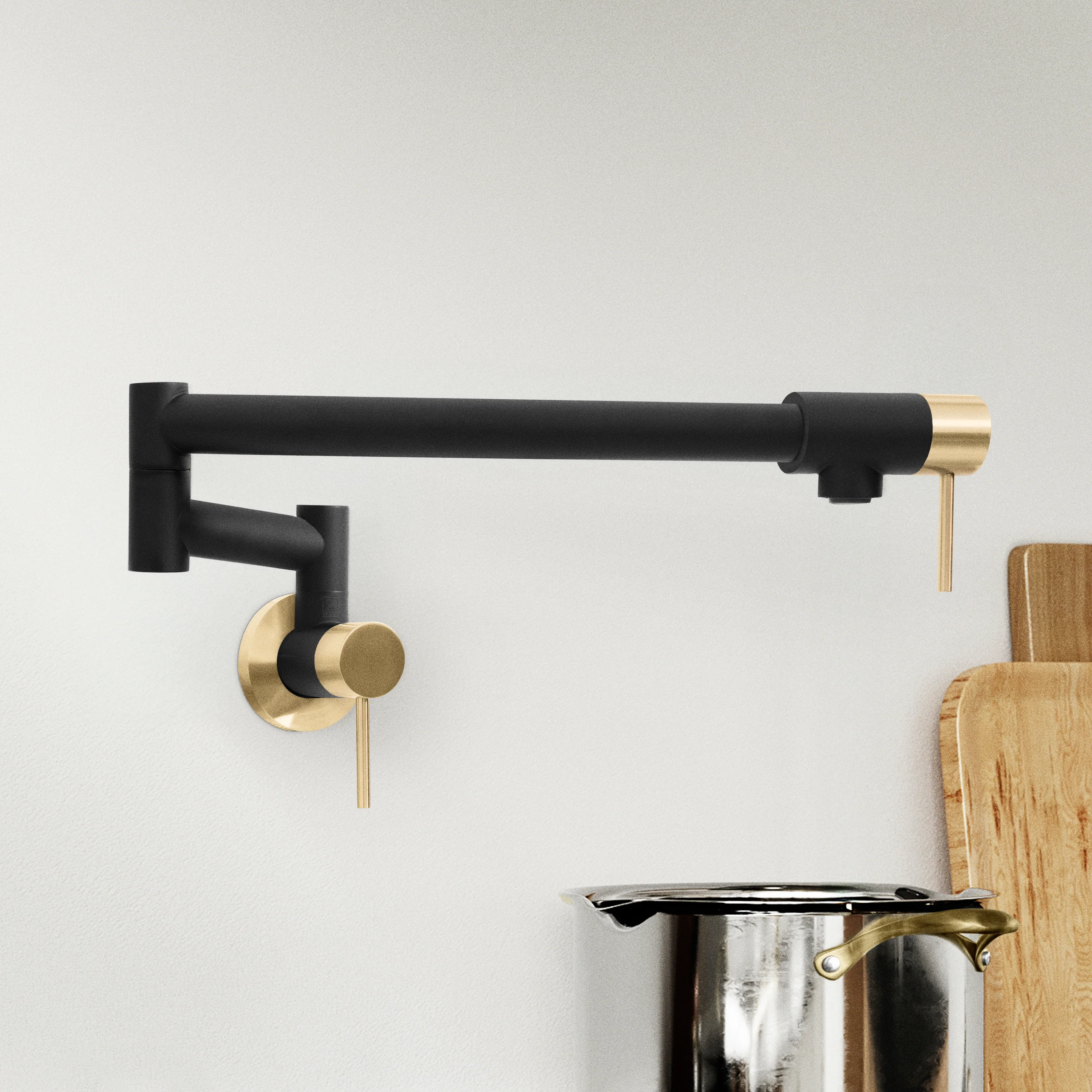 ZLINE Autograph Edition Gemini Pot Filler in Matte Black and Champagne Bronze (GEM-FPF-ZMBCB) - Image 2